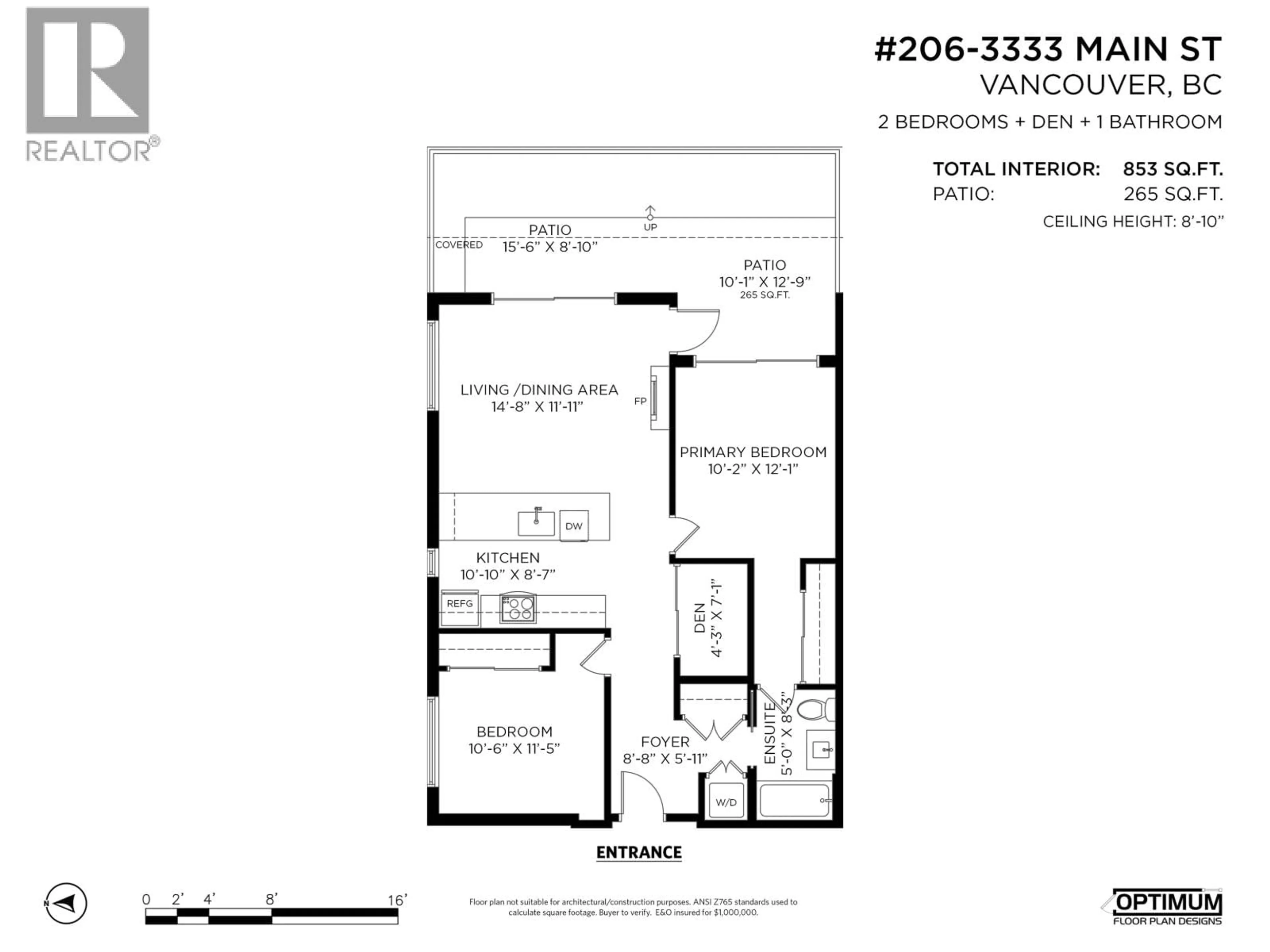 Floor plan for 206 - 3333 MAIN STREET, Vancouver British Columbia V5V3M8
