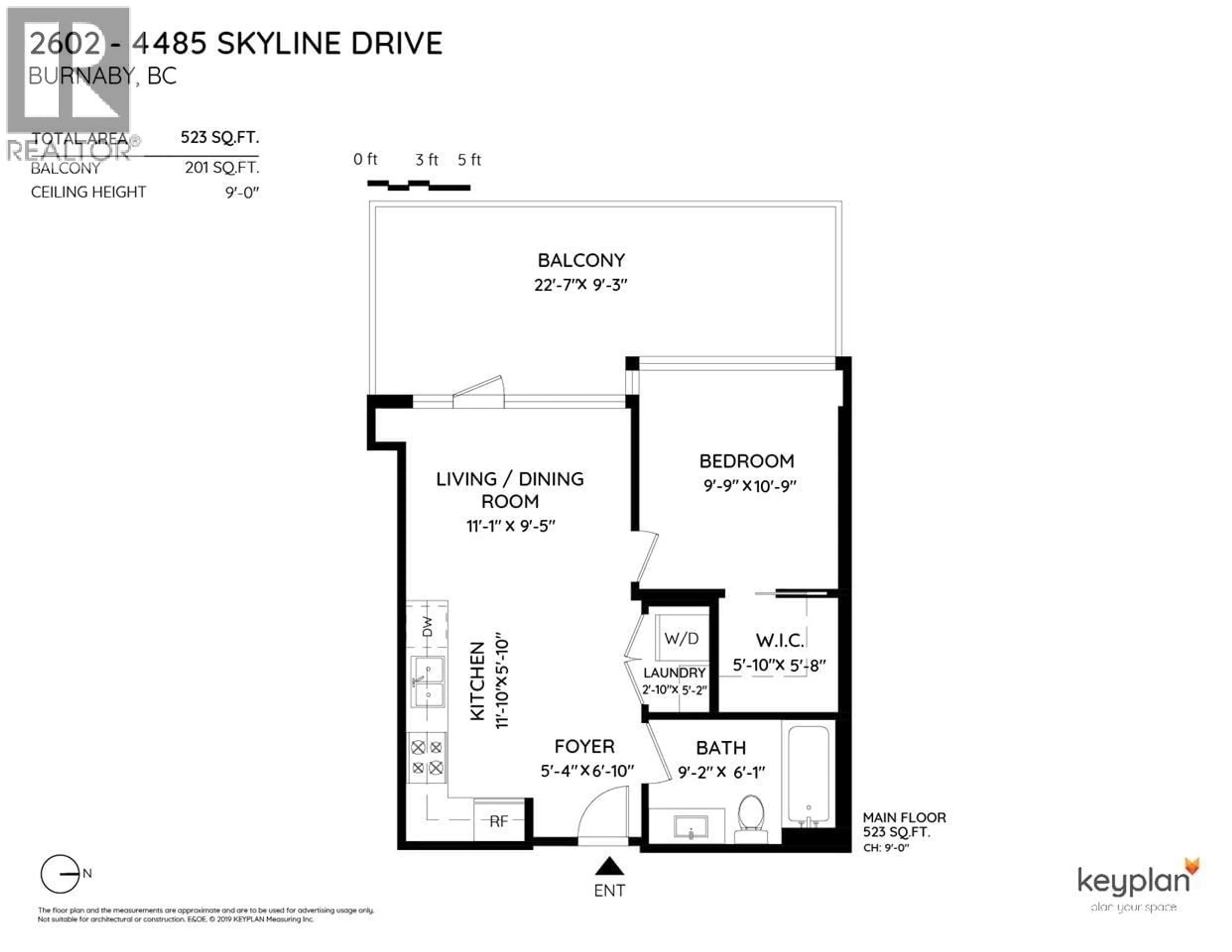 Floor plan for 3302 - 4485 SKYLINE DRIVE, Burnaby British Columbia V5C0J2