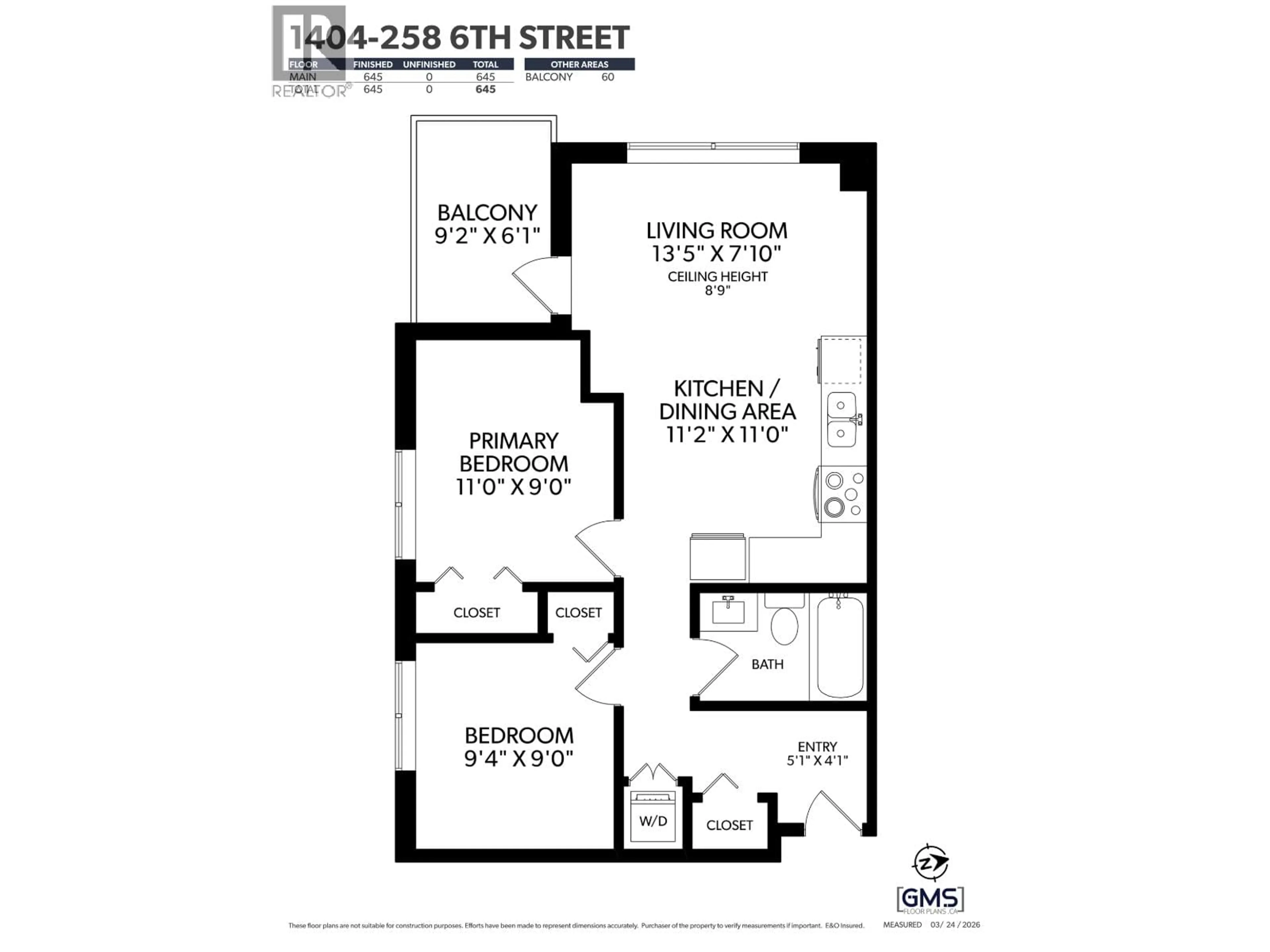 Floor plan for 1404 - 258 SIXTH STREET, New Westminster British Columbia V3L0G6