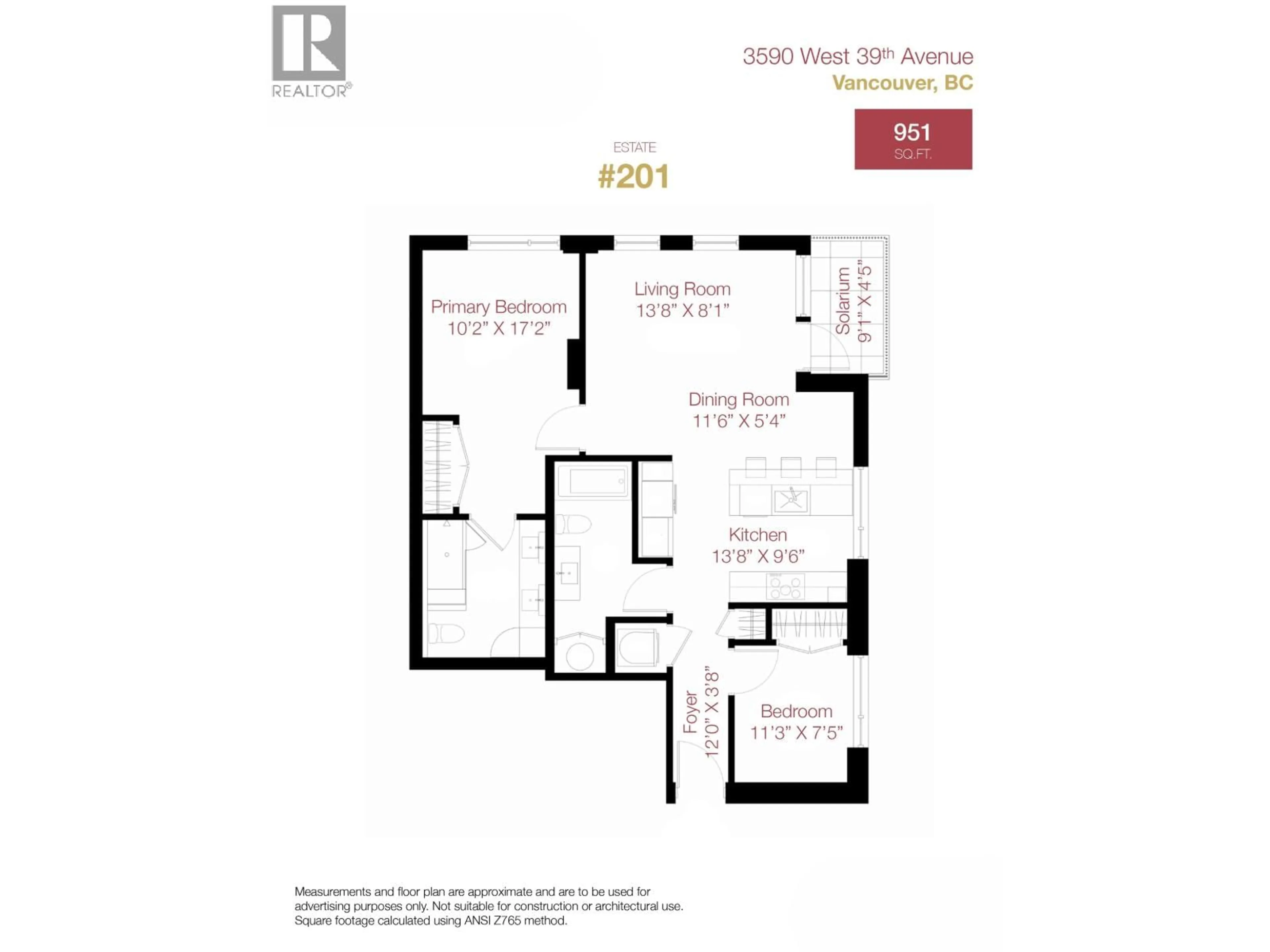 Floor plan for 201 - 3590 39TH AVENUE, Vancouver British Columbia V6N3A5
