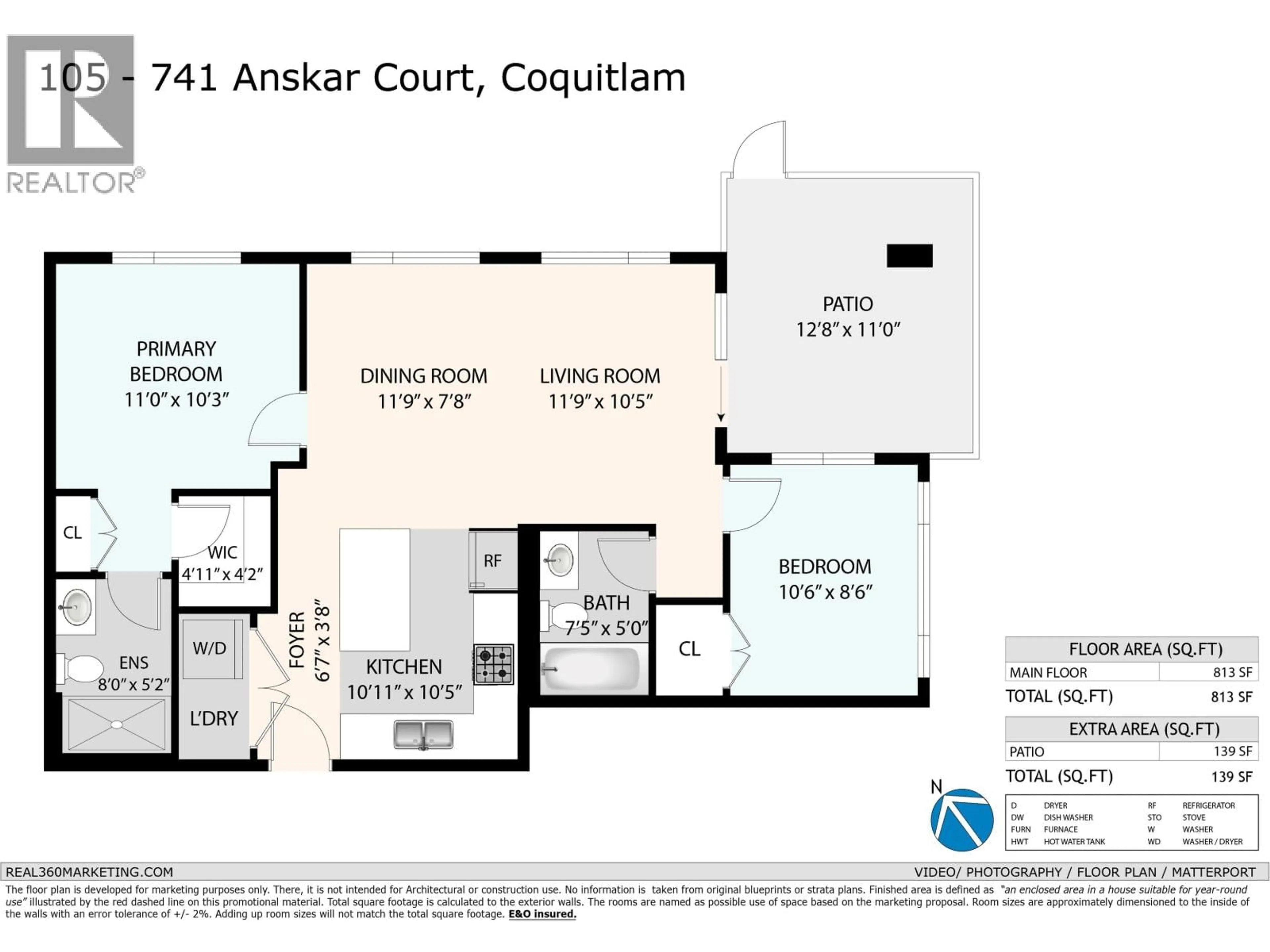 Floor plan for 105 - 741 ANSKAR COURT, Coquitlam British Columbia V3J0N3