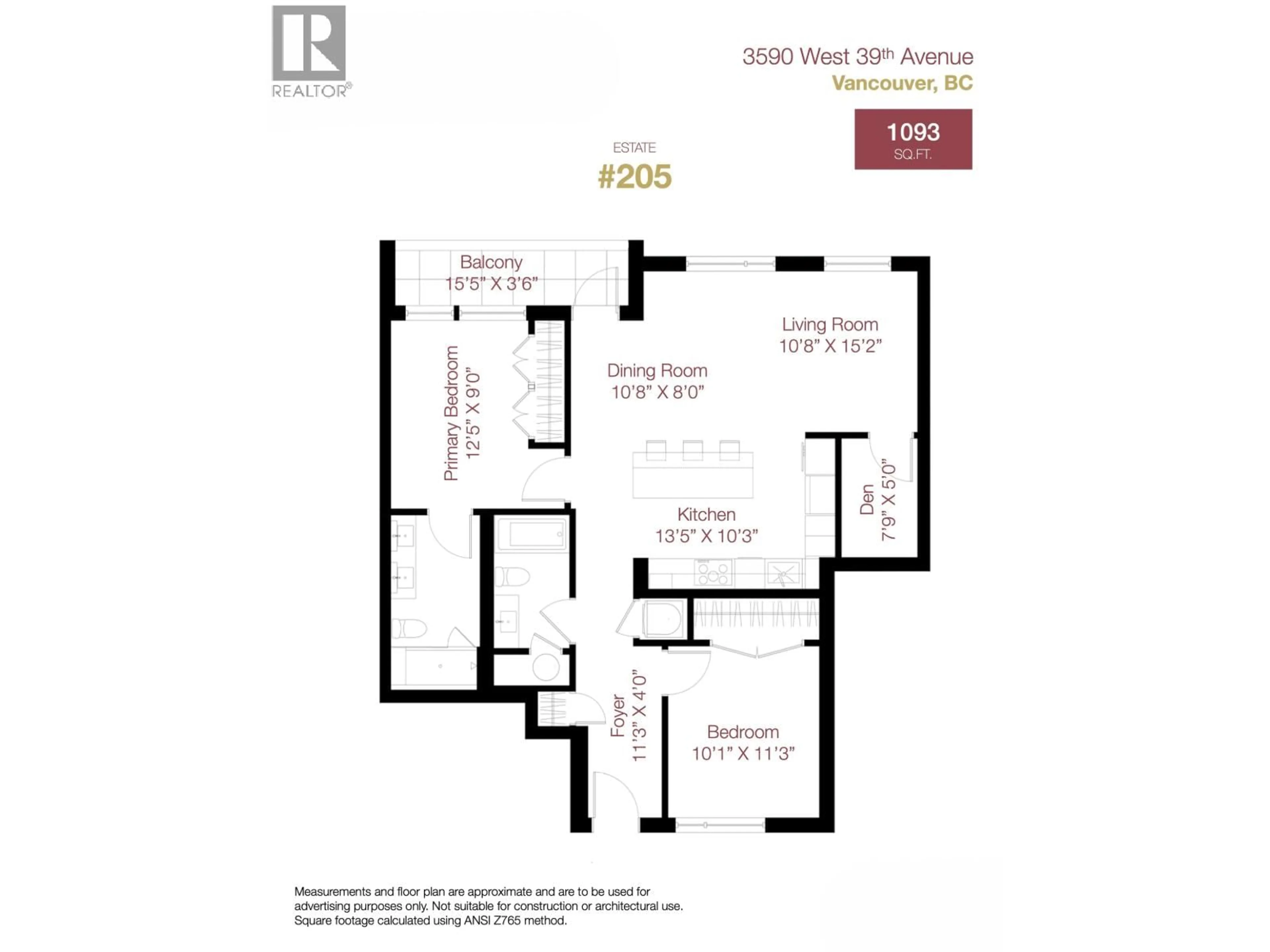 Floor plan for 205 - 3590 39TH AVENUE, Vancouver British Columbia V6N3A5