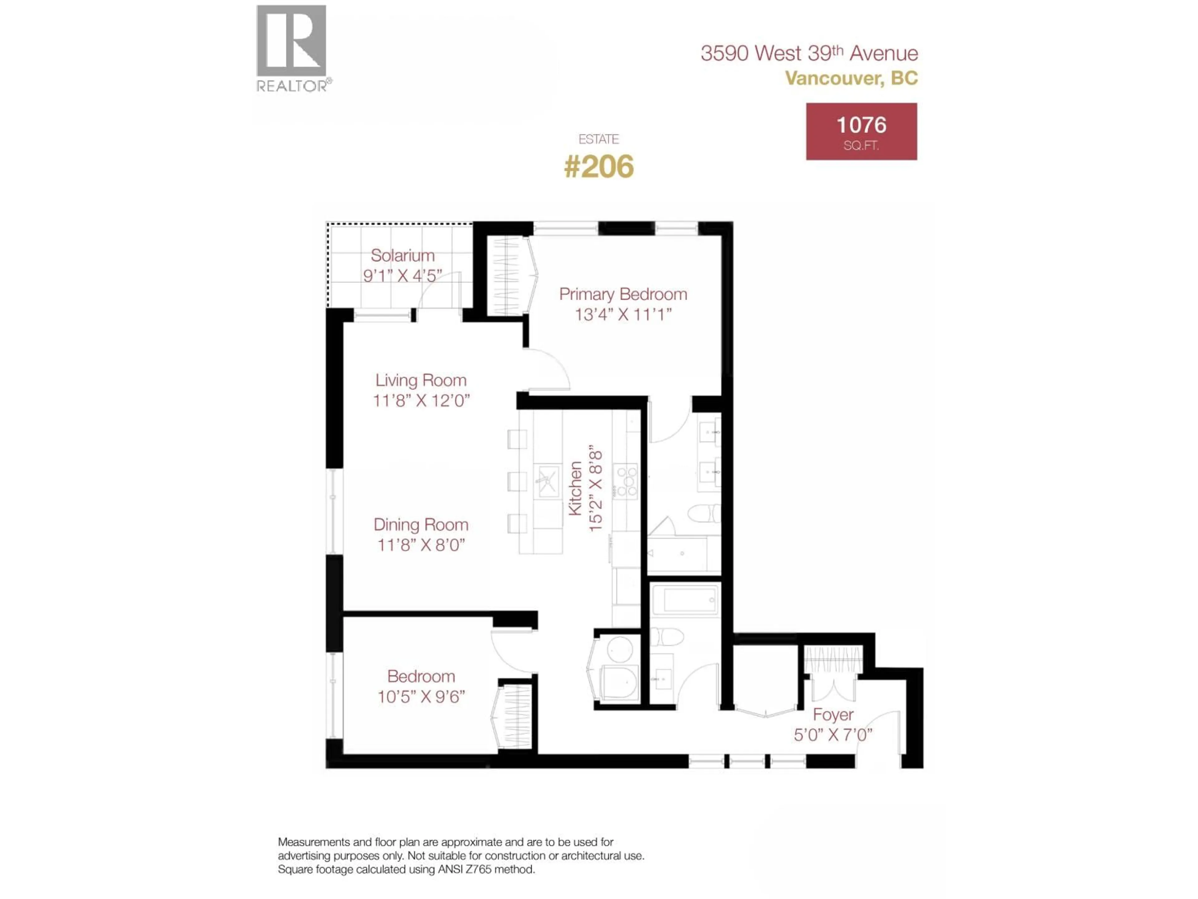 Floor plan for 206 - 3590 39TH AVENUE, Vancouver British Columbia V6N3A5