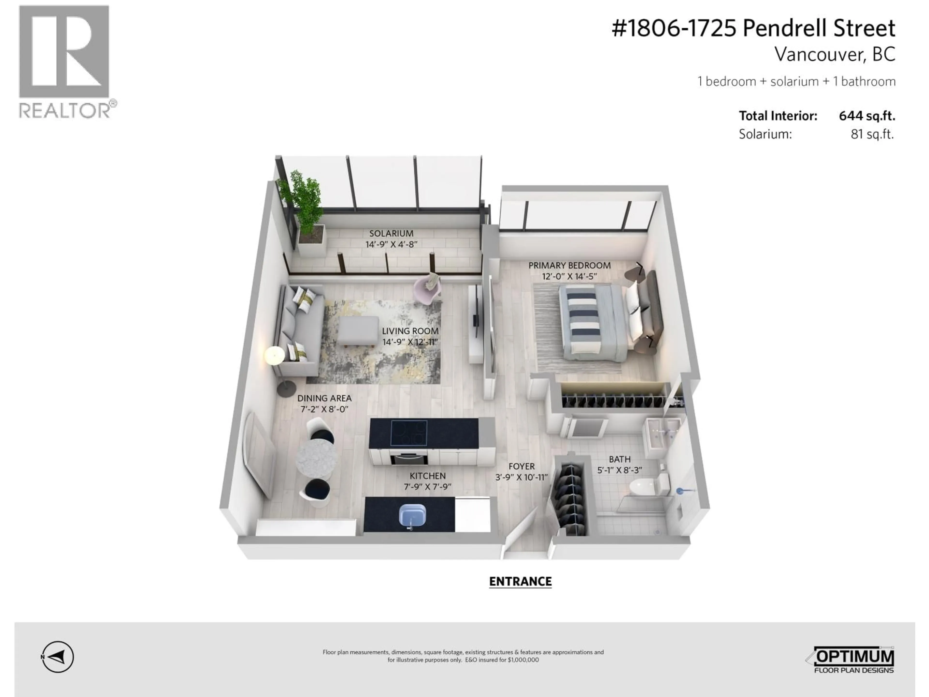 Floor plan for 1806 - 1725 PENDRELL STREET, Vancouver British Columbia V6G2X7
