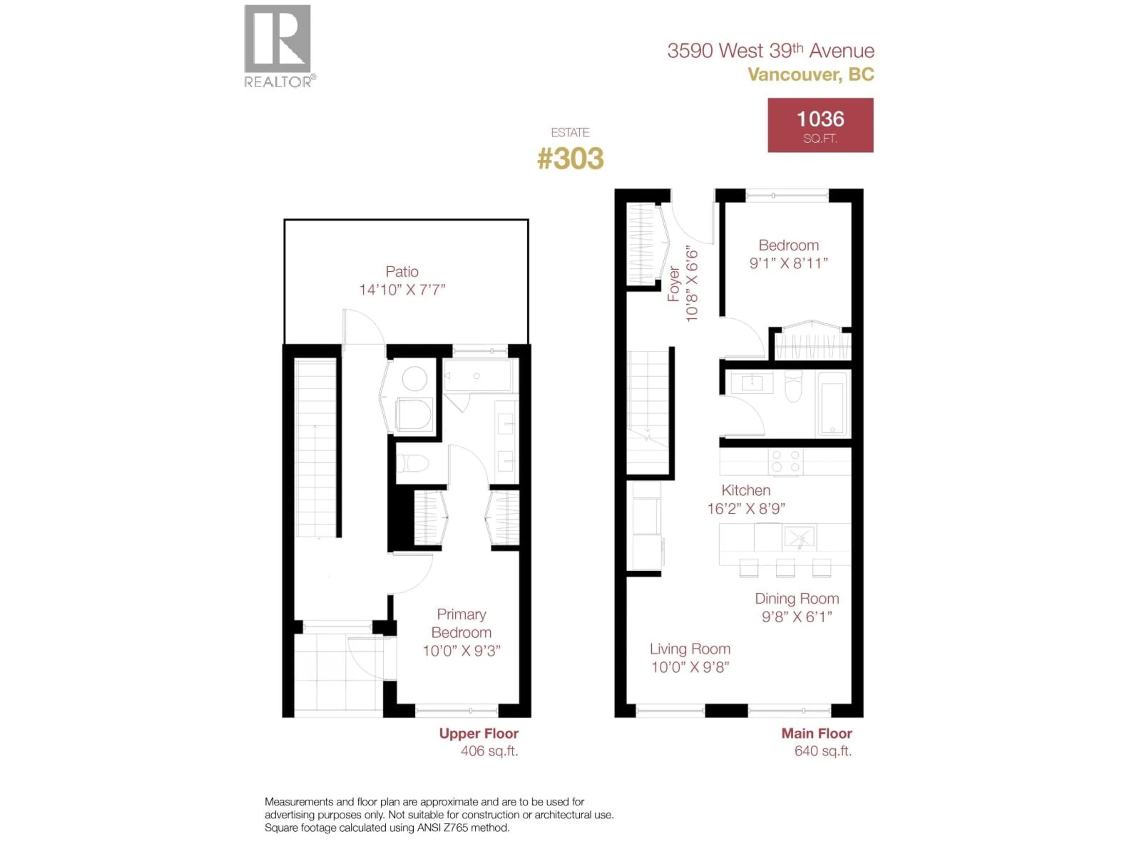 Floor plan for 303 - 3590 39TH AVENUE, Vancouver British Columbia V6N3A5