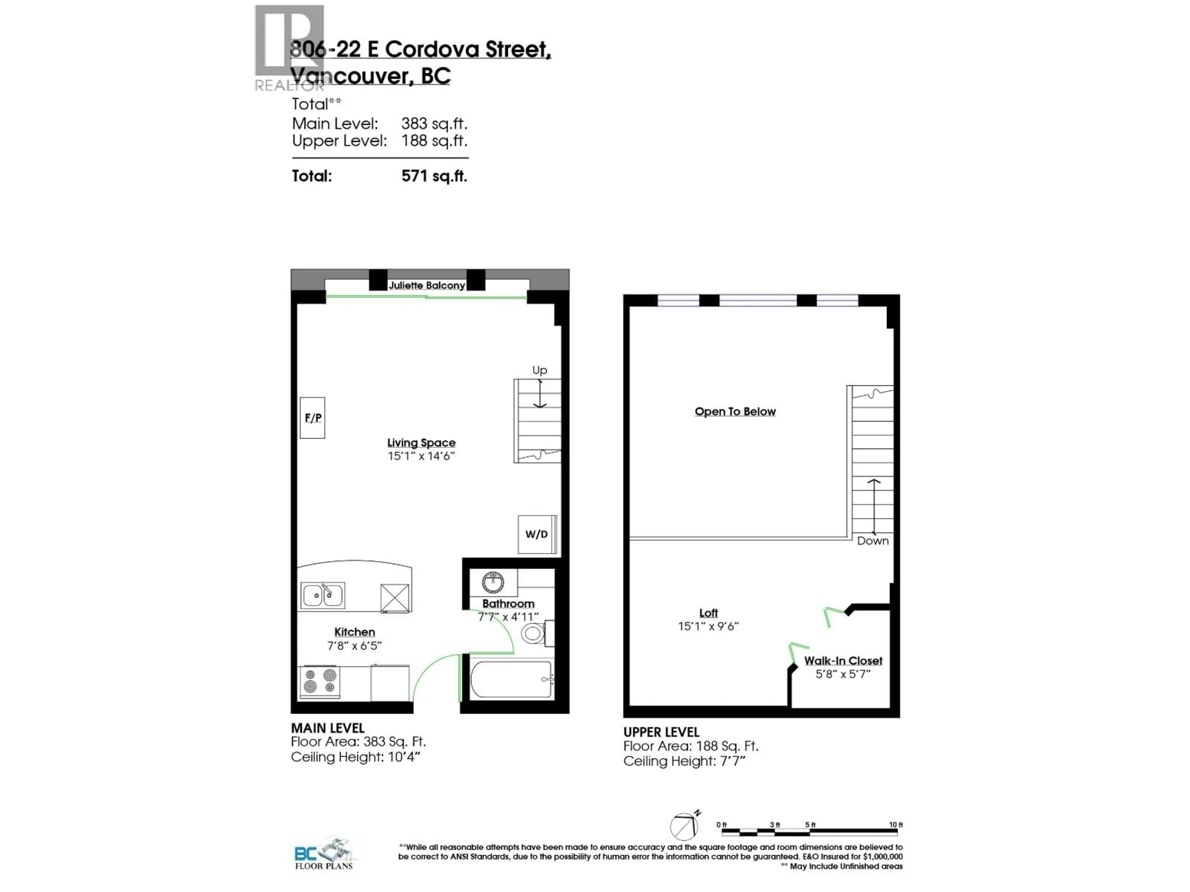 Floor plan for 806 - 22 CORDOVA STREET, Vancouver British Columbia V6B4G8