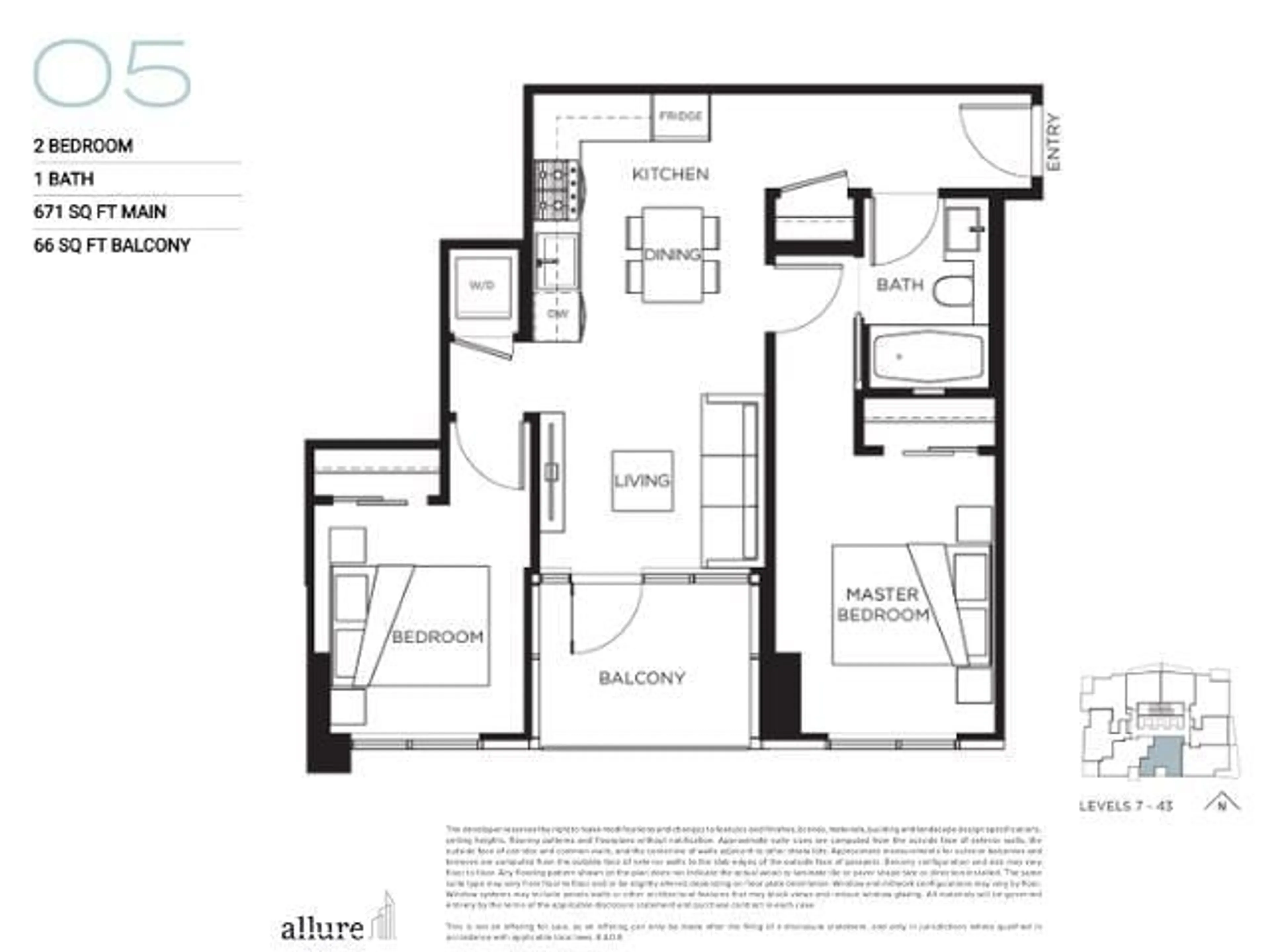 Floor plan for 2405 - 10750 135A STREET, Surrey British Columbia V3T0V4