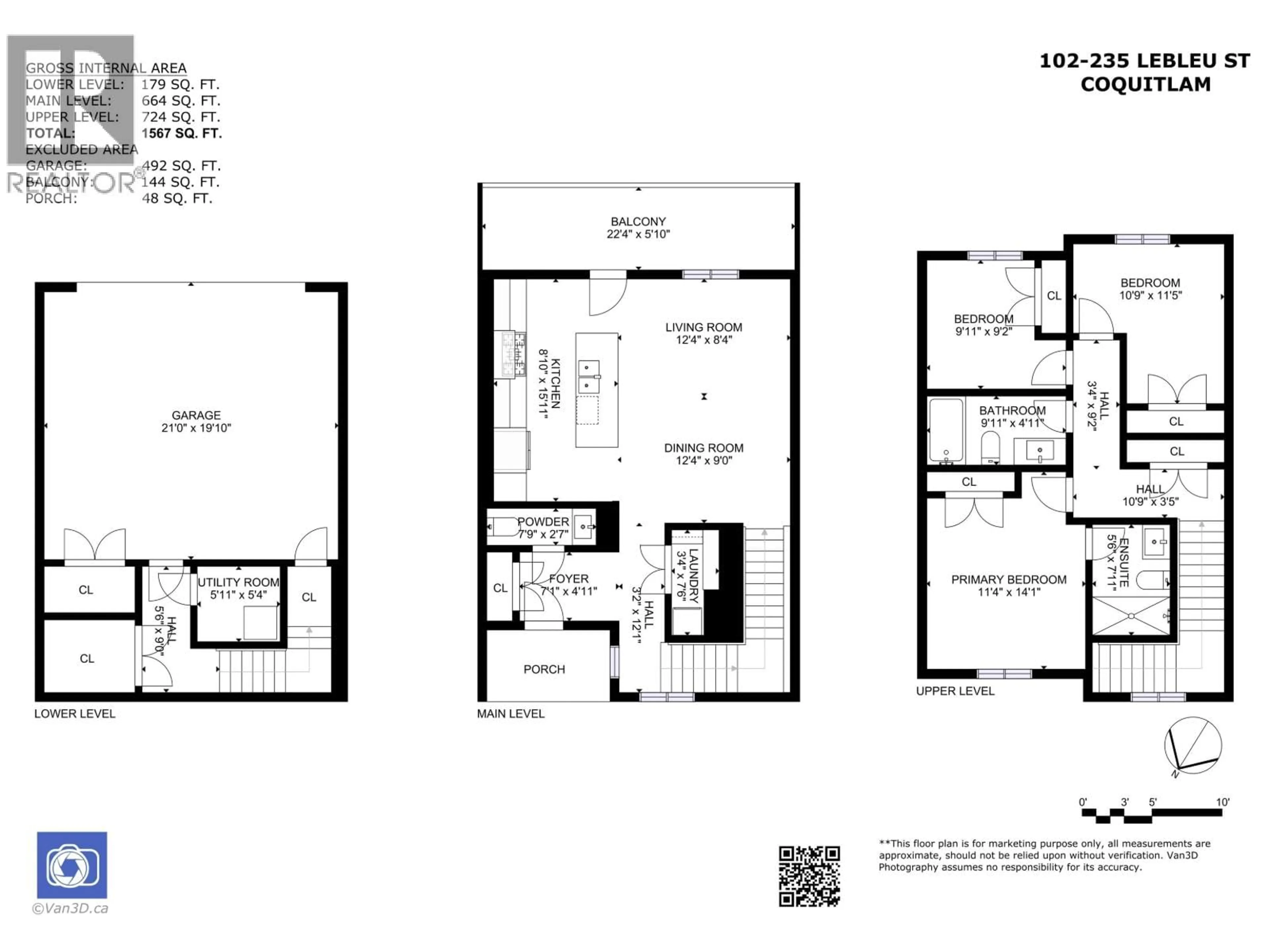 Floor plan for 102 - 235 LEBLEU STREET, Coquitlam British Columbia V3K4L7
