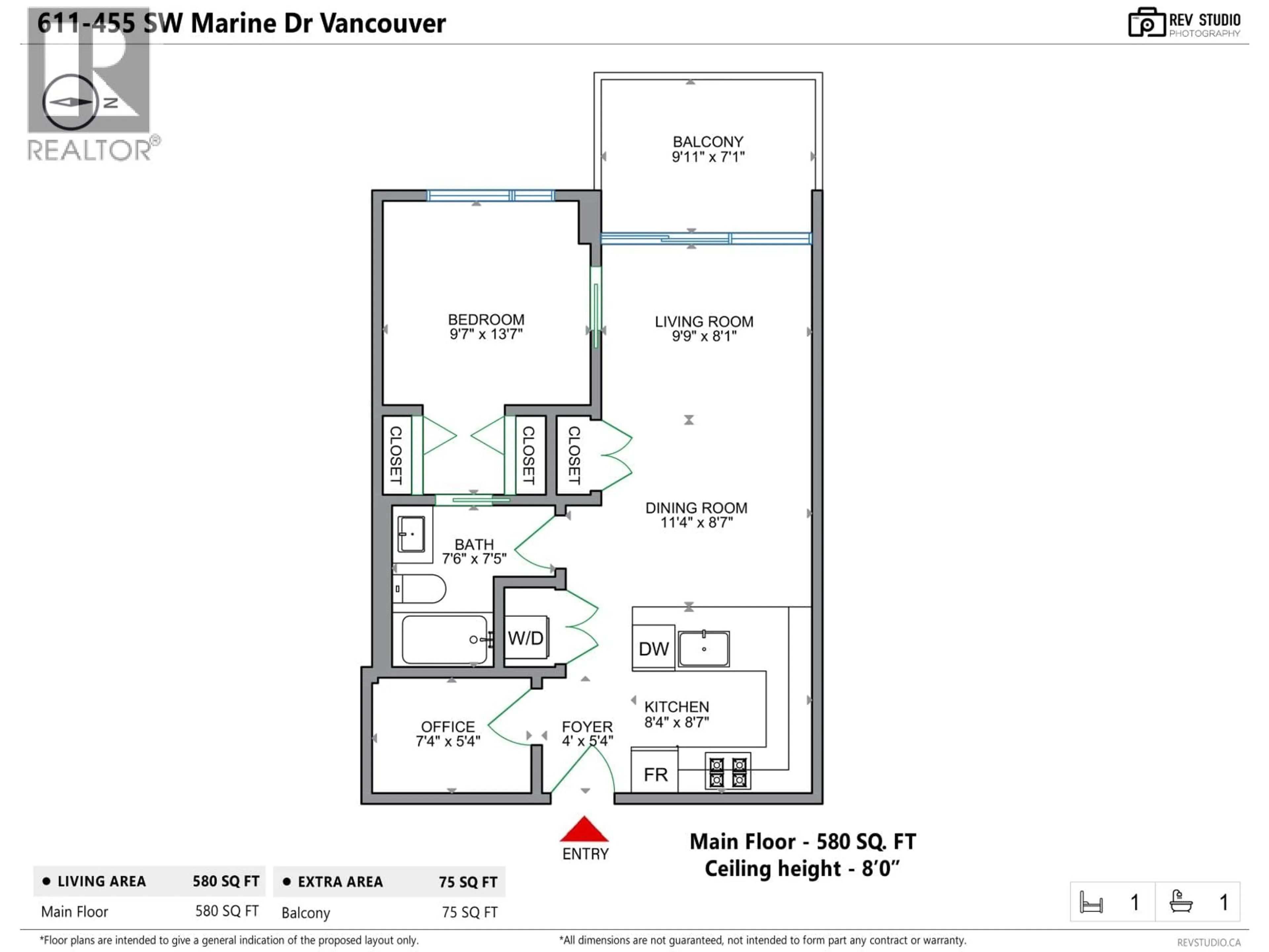 Floor plan for 611 - 455 MARINE DRIVE, Vancouver British Columbia V5X0H3