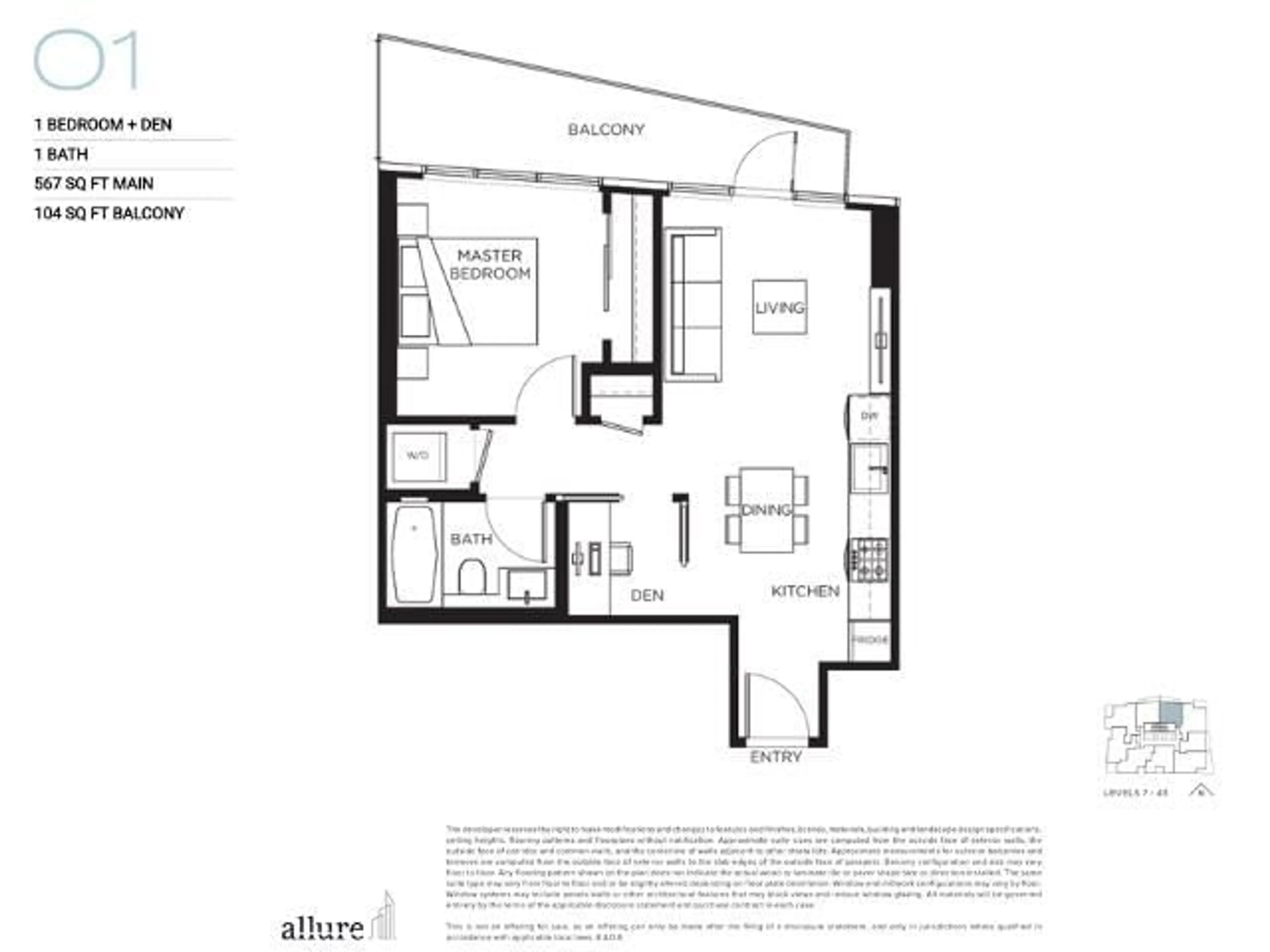 Floor plan for 1501 - 10750 135A STREET, Surrey British Columbia V3T0V4