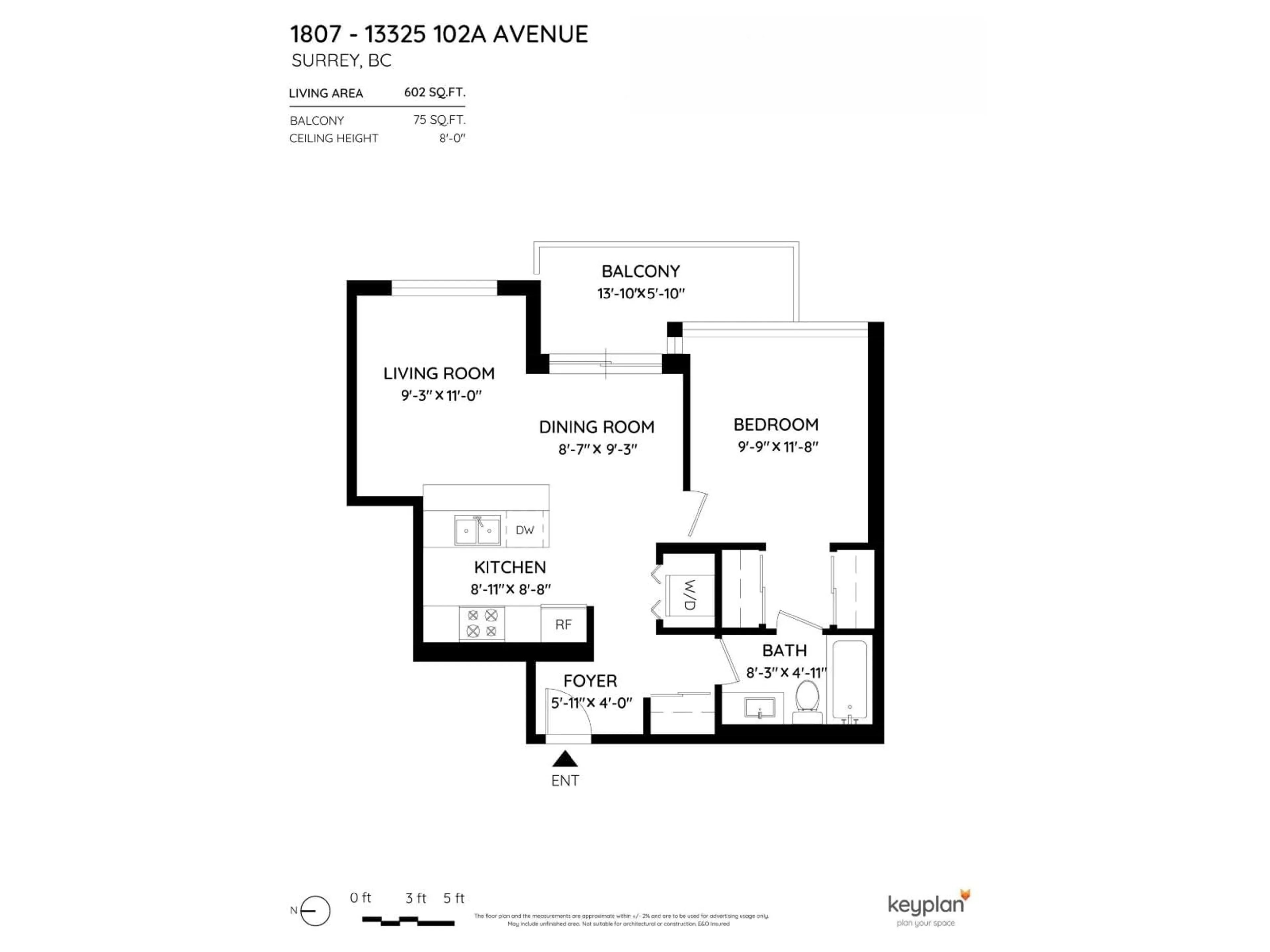 Floor plan for 1807 - 13325 102A AVENUE, Surrey British Columbia V3T5J7