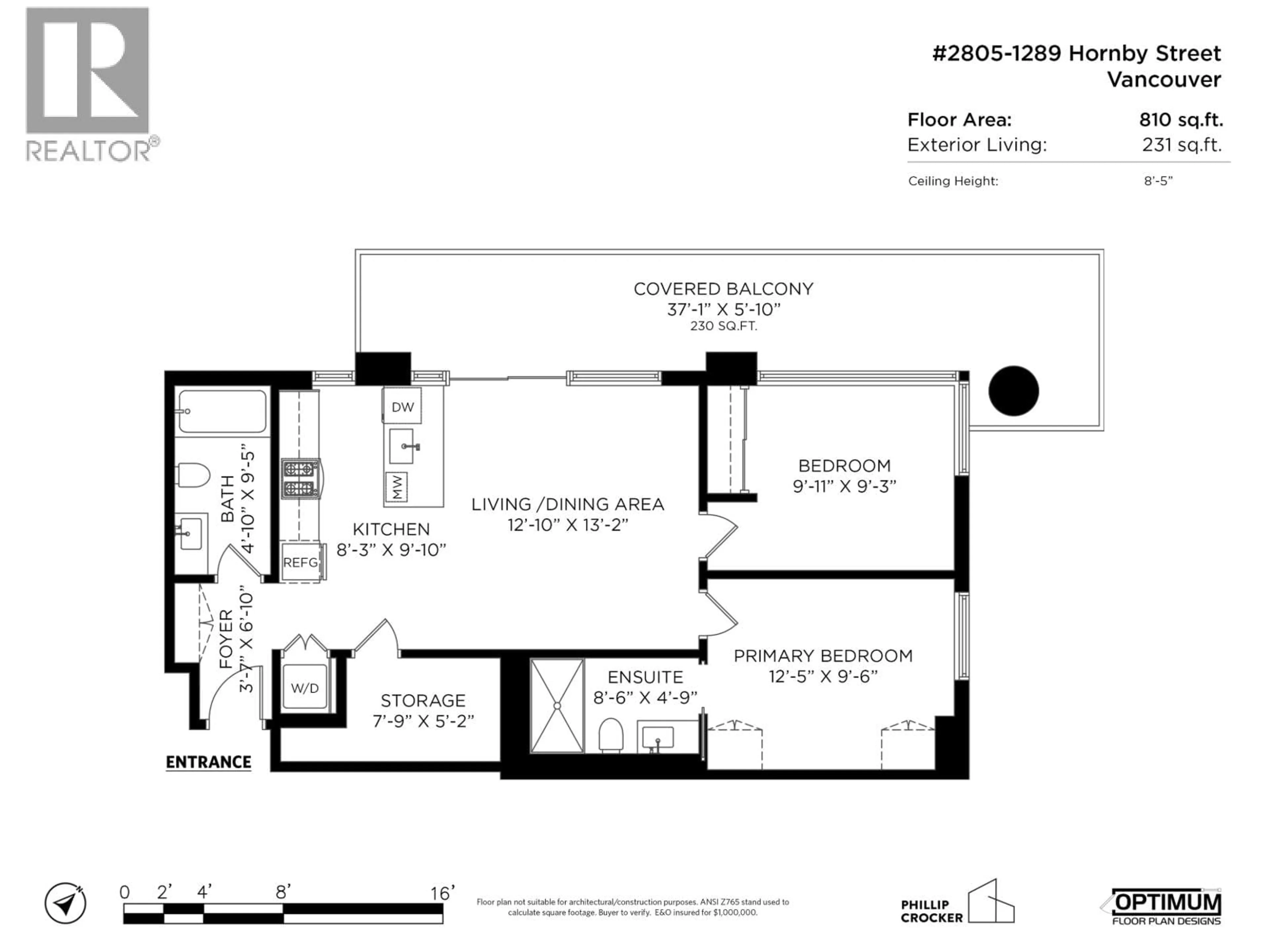 Floor plan for 2805 - 1289 HORNBY STREET, Vancouver British Columbia V6Z0G7