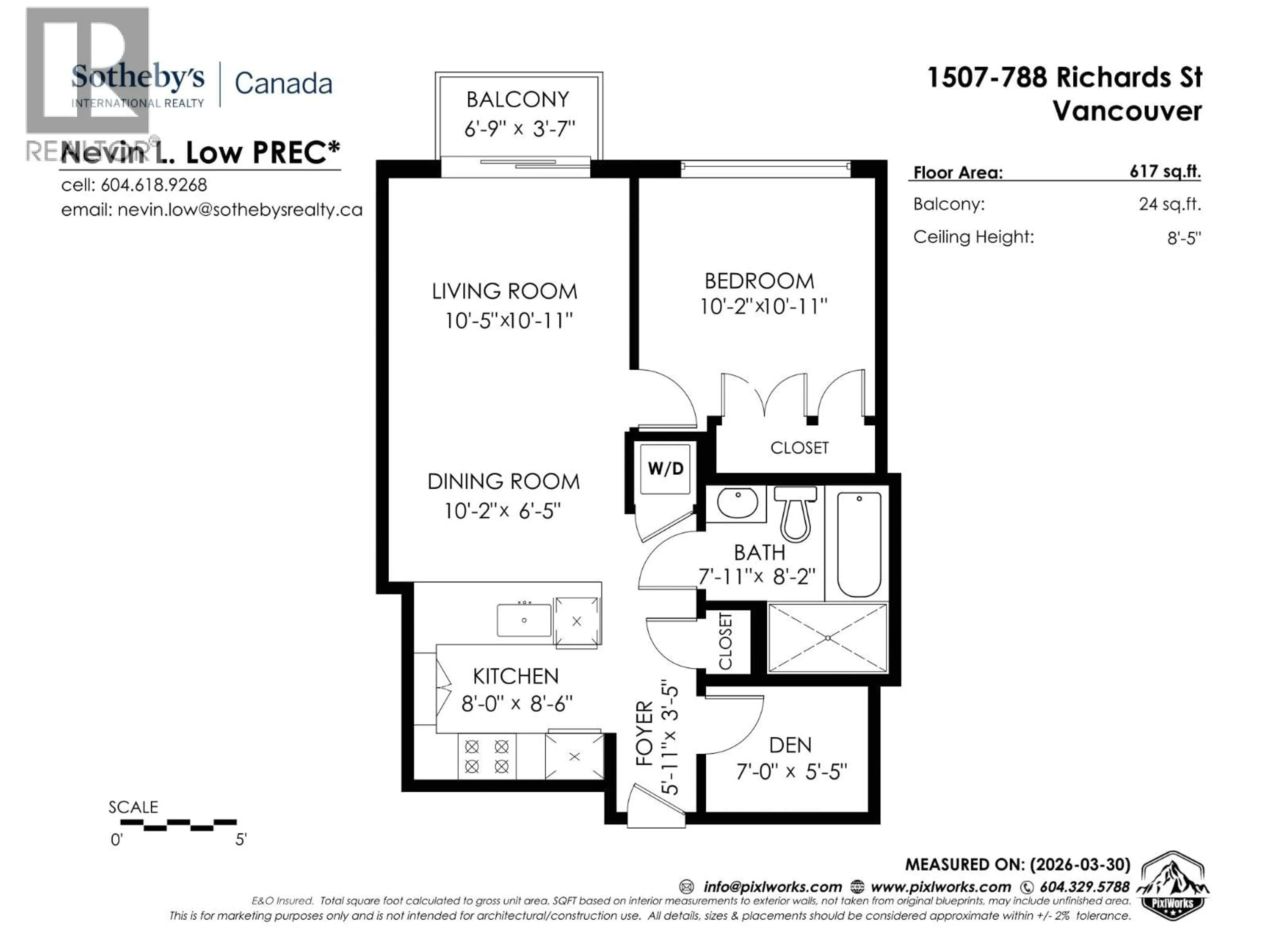 Floor plan for 1507 - 788 RICHARDS STREET, Vancouver British Columbia V6B0C7
