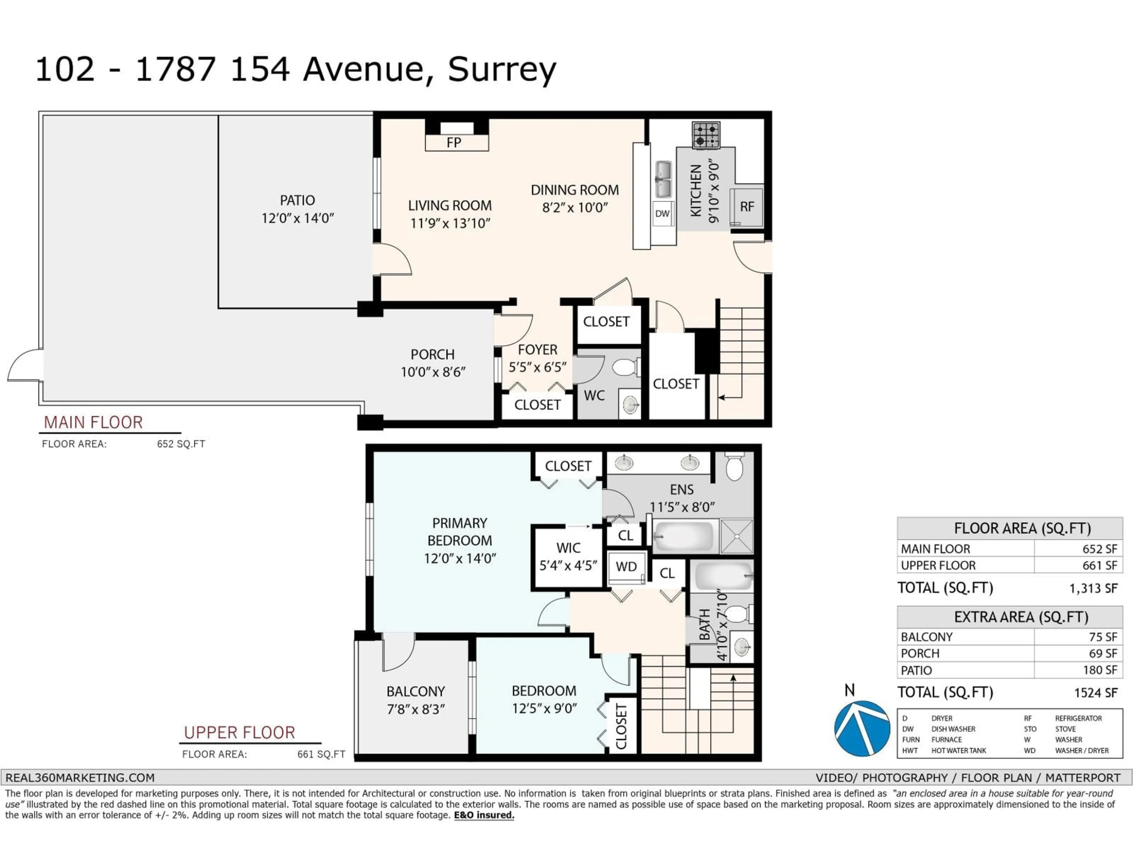 Floor plan for 102 - 1787 154 STREET, Surrey British Columbia V4A4S1