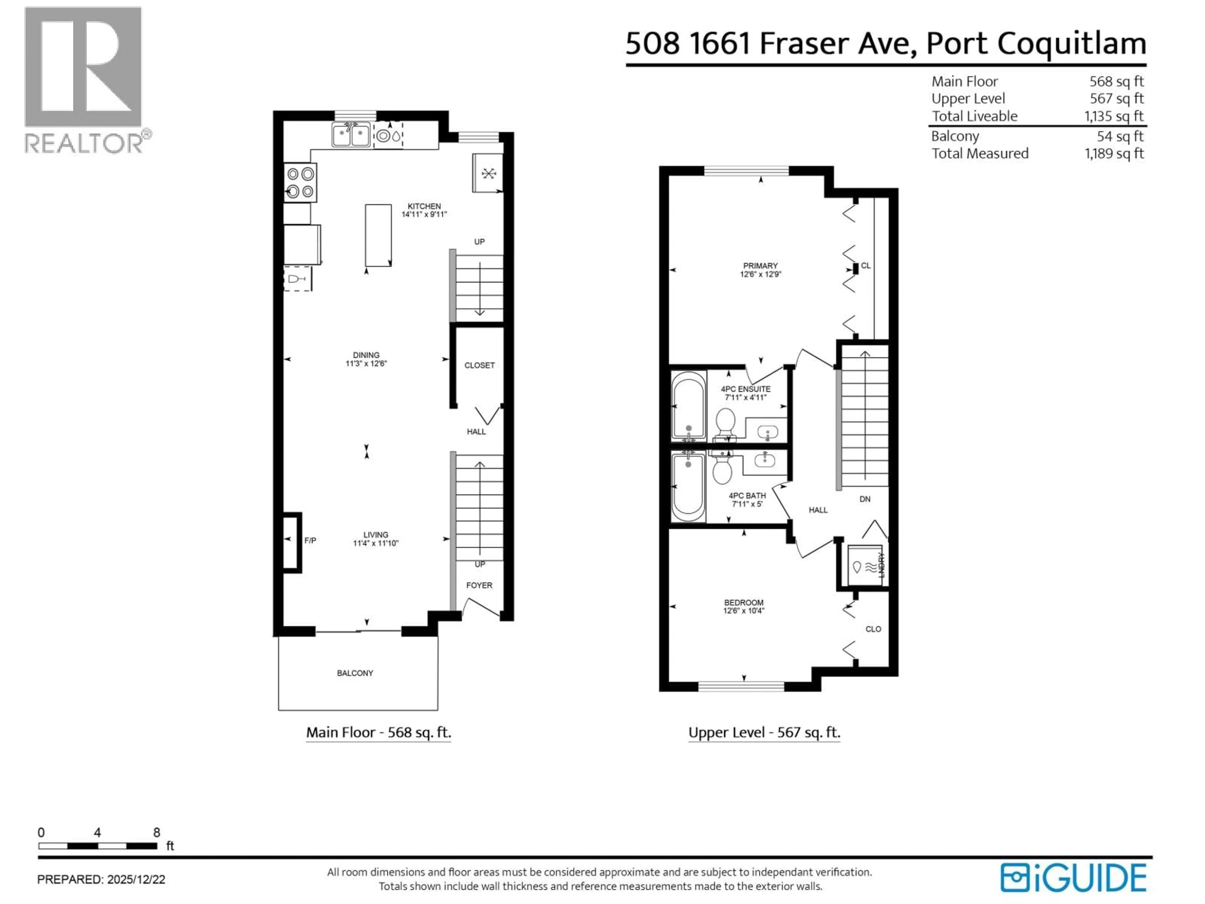 Floor plan for 508 - 1661 FRASER AVENUE, Port Coquitlam British Columbia V3B0B6