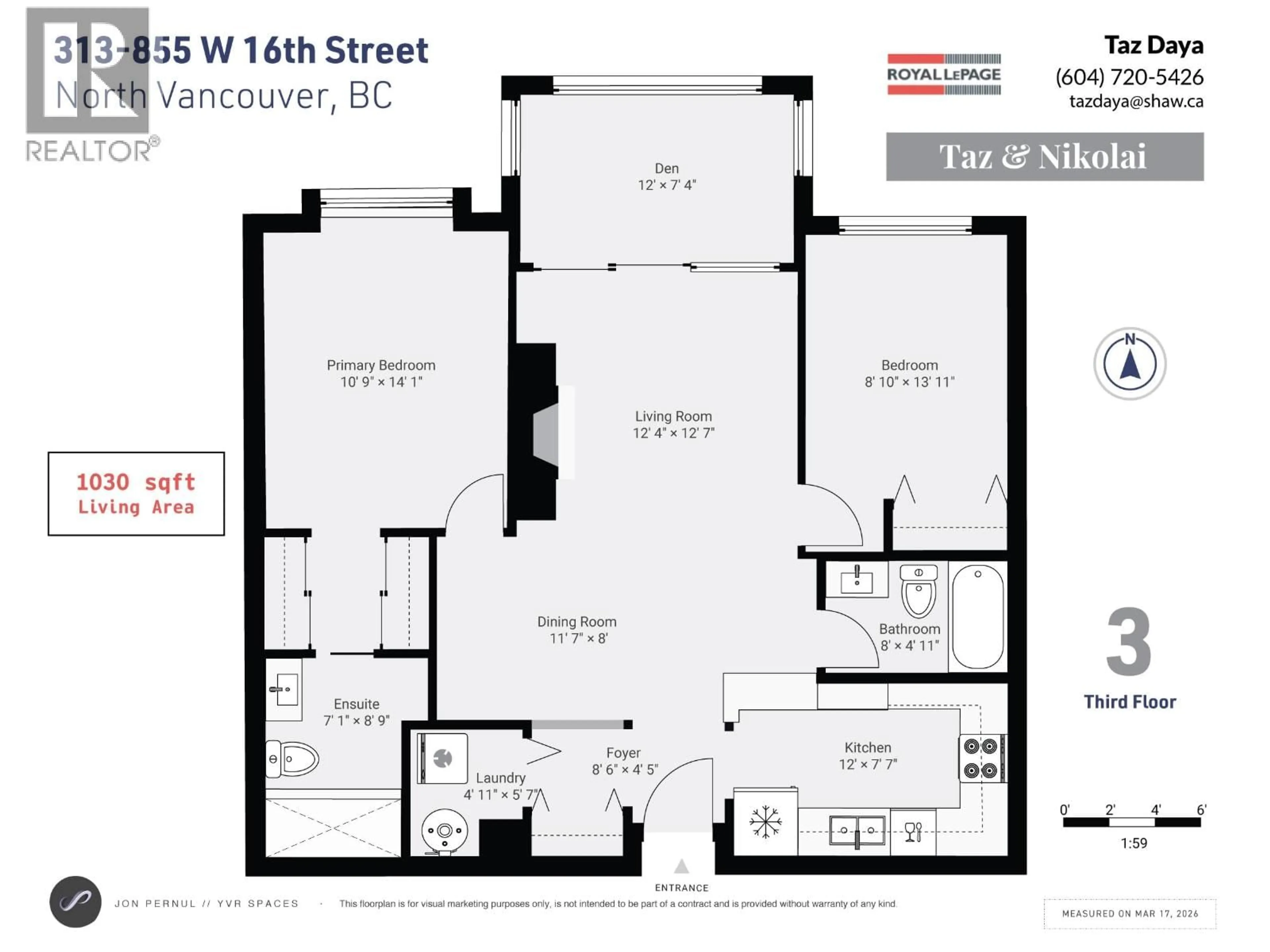 Floor plan for 313 - 855 16TH STREET, North Vancouver British Columbia V7P1R2
