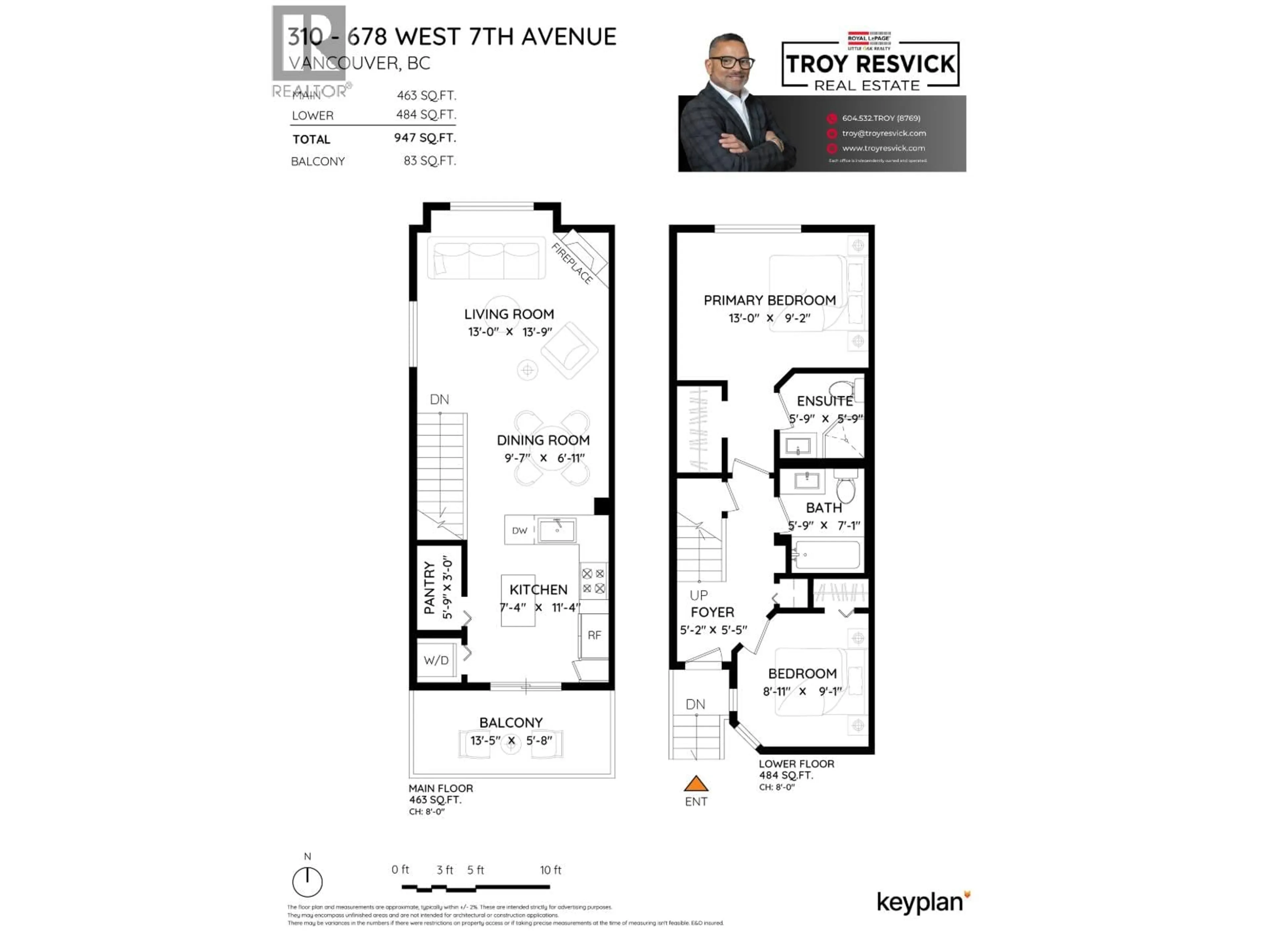 Floor plan for 310 - 678 7TH AVENUE, Vancouver British Columbia V5Z1B5
