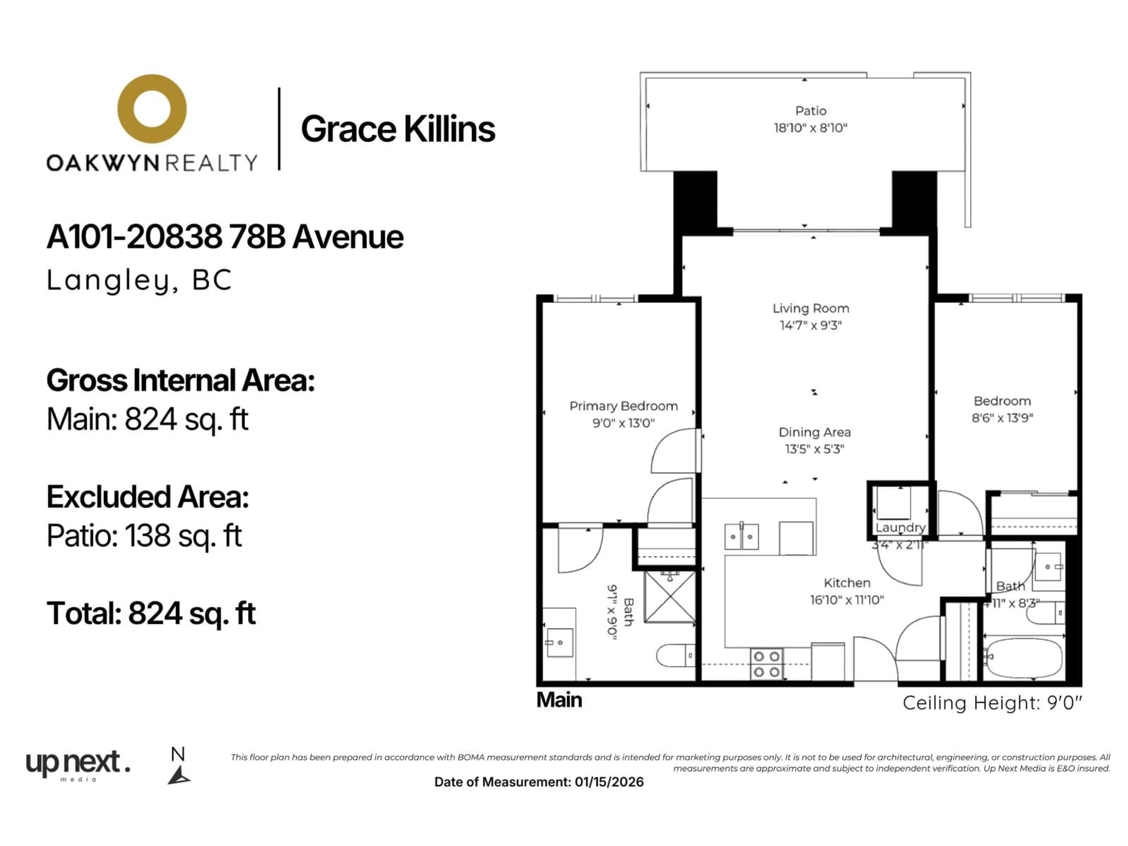 Floor plan for A101 - 20838 78B AVENUE, Langley British Columbia V2Y3M1