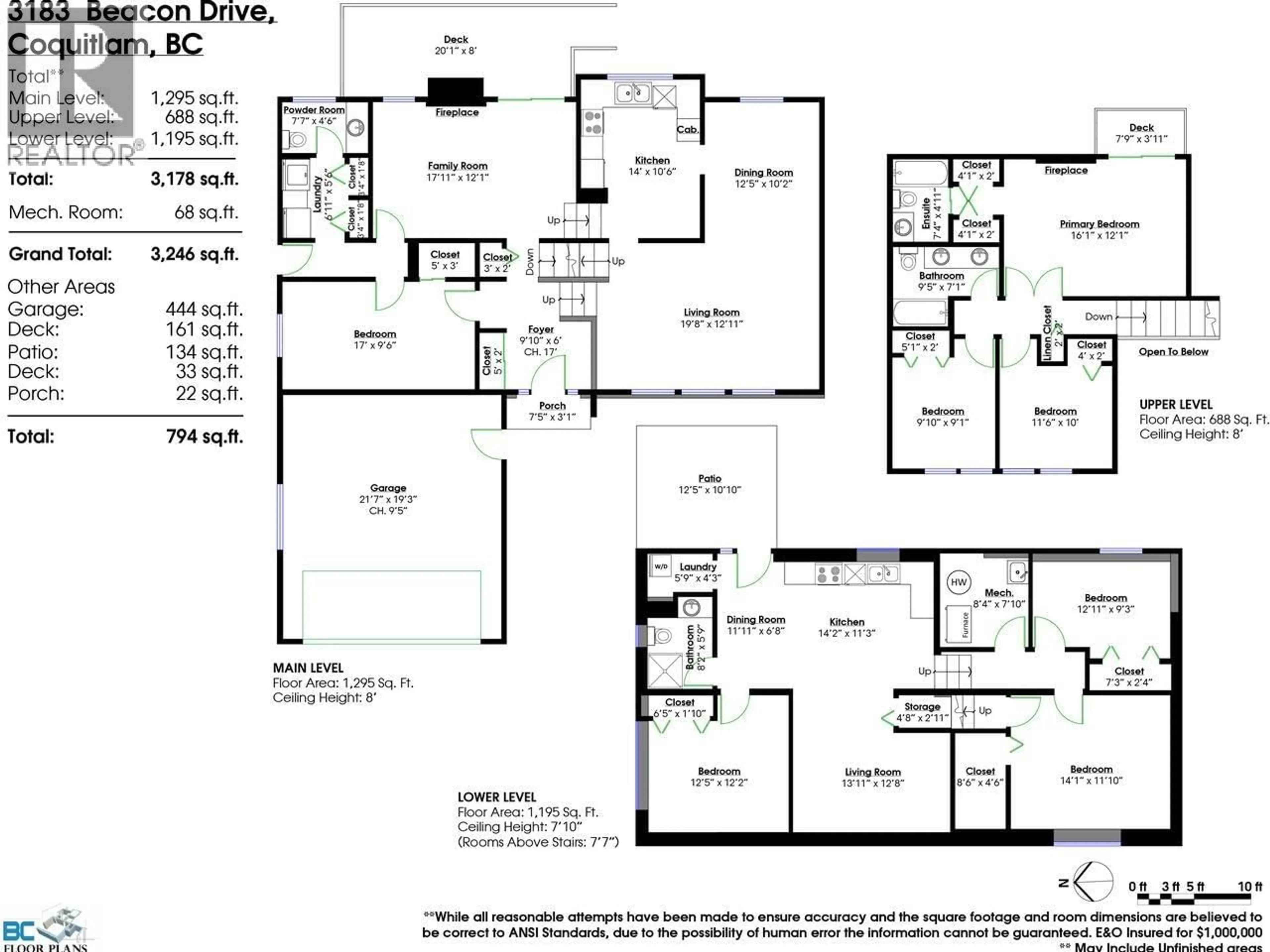 Floor plan for 3183 BEACON DRIVE, Coquitlam British Columbia V3C3W7