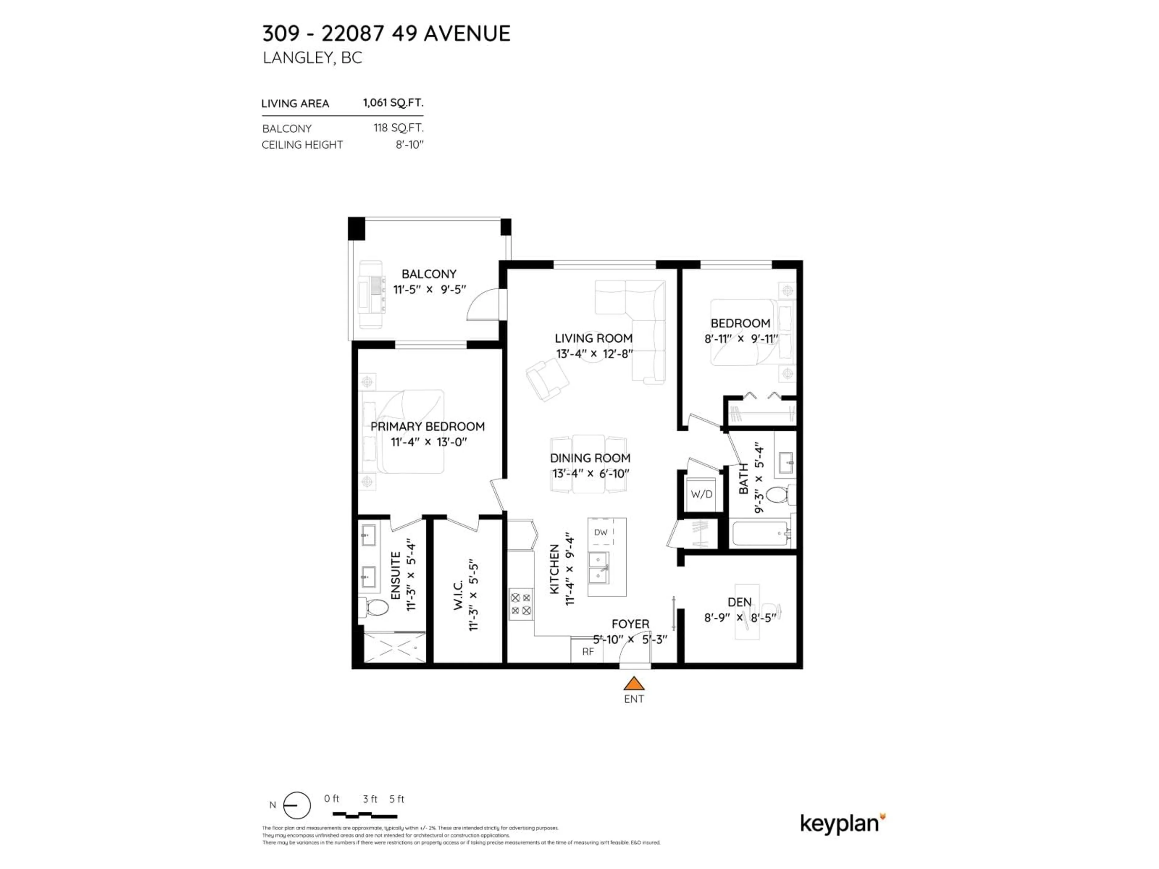 Floor plan for 309 - 22087 49 AVENUE, Langley British Columbia V3A0K4
