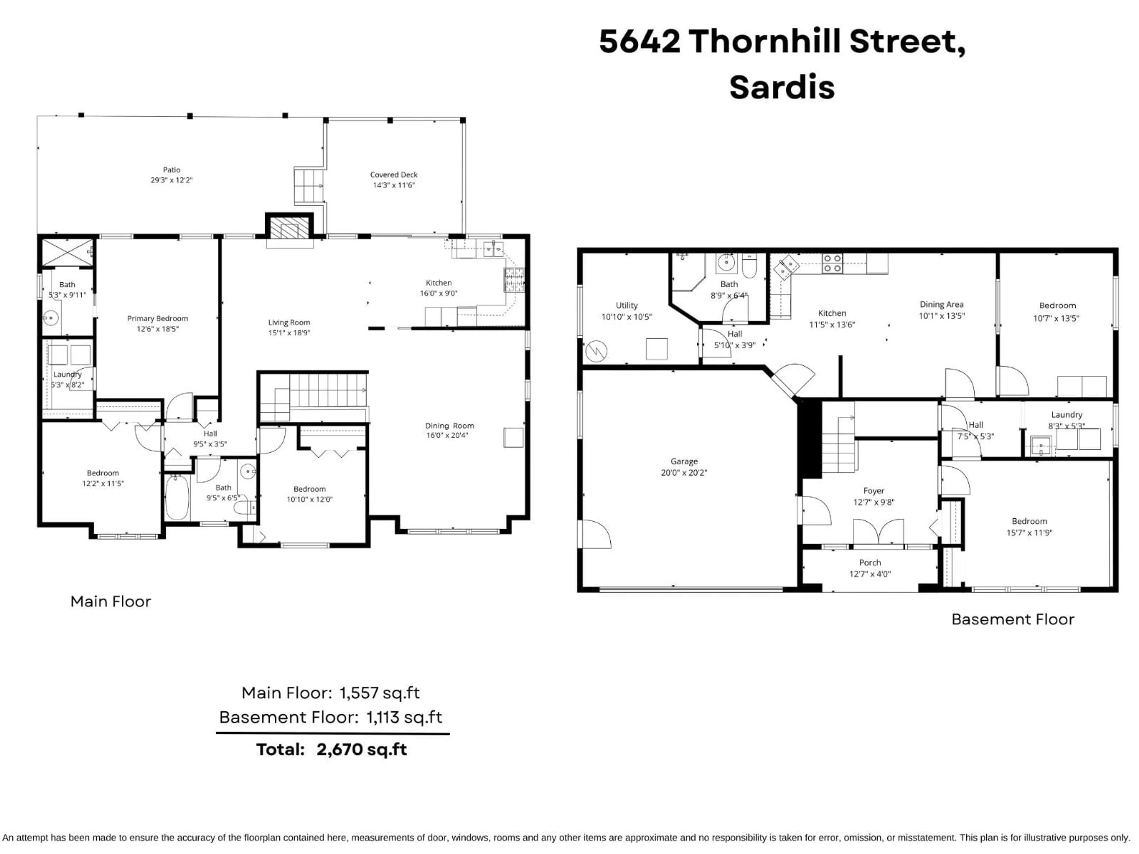 Floor plan for 5642 THORNHILL STREET, Chilliwack British Columbia V2R3Y7