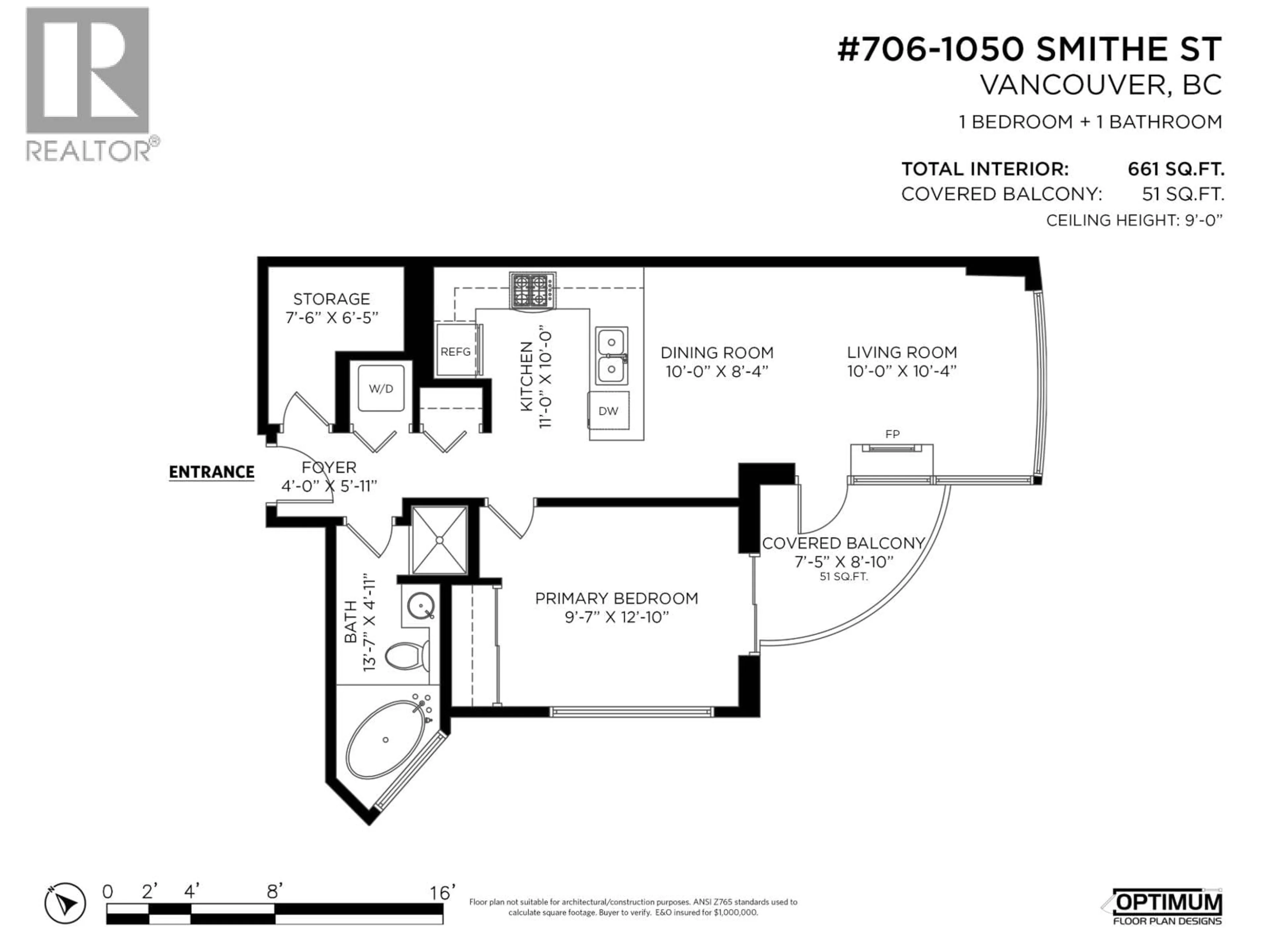 Floor plan for 706 - 1050 SMITHE STREET, Vancouver British Columbia V6E4T4