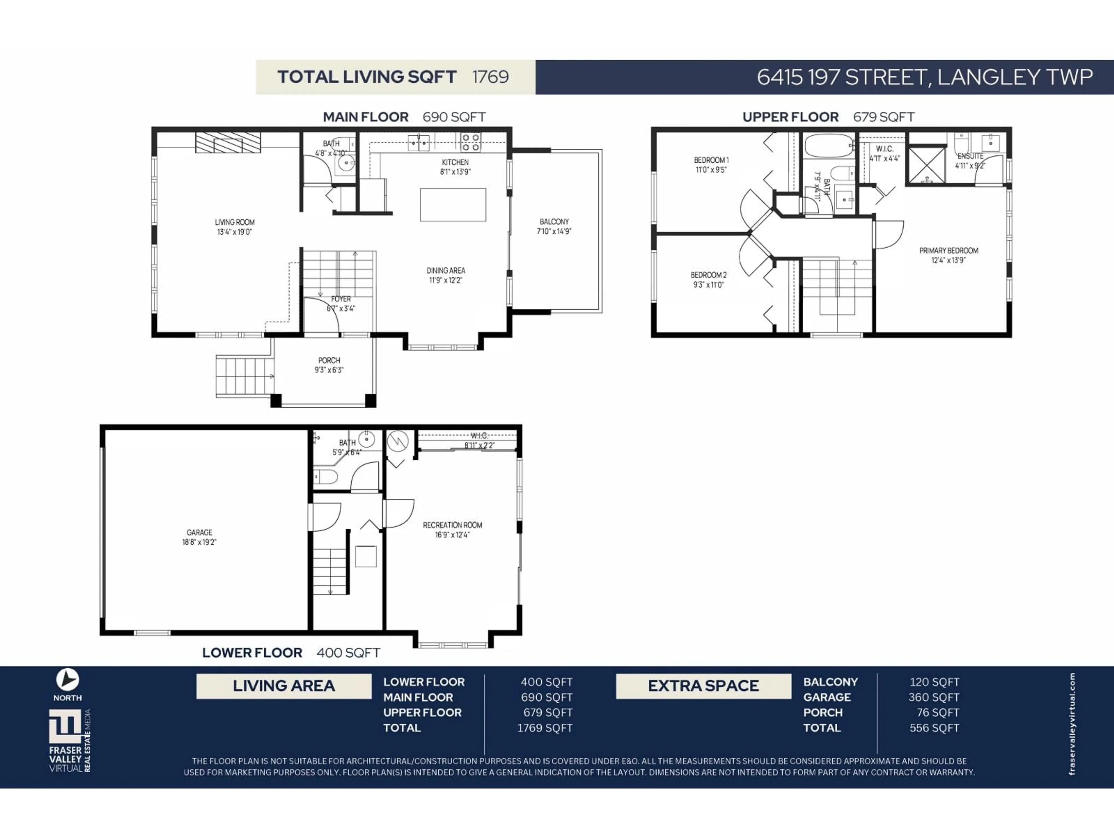 Floor plan for 1 - 6415 197 STREET, Langley British Columbia V2Y1G8
