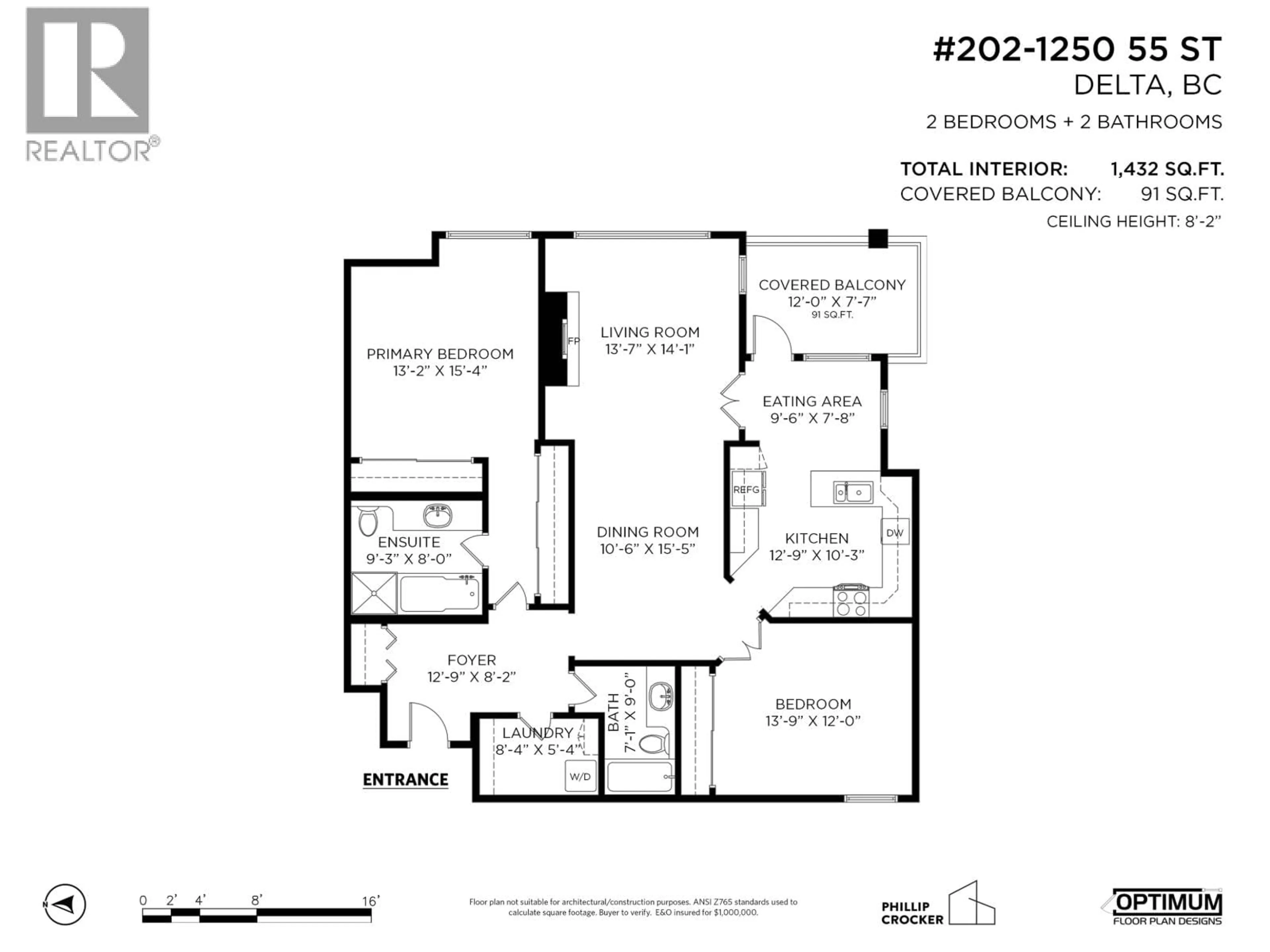 Floor plan for 202 - 1250 55 STREET, Tsawwassen British Columbia V3M3K3