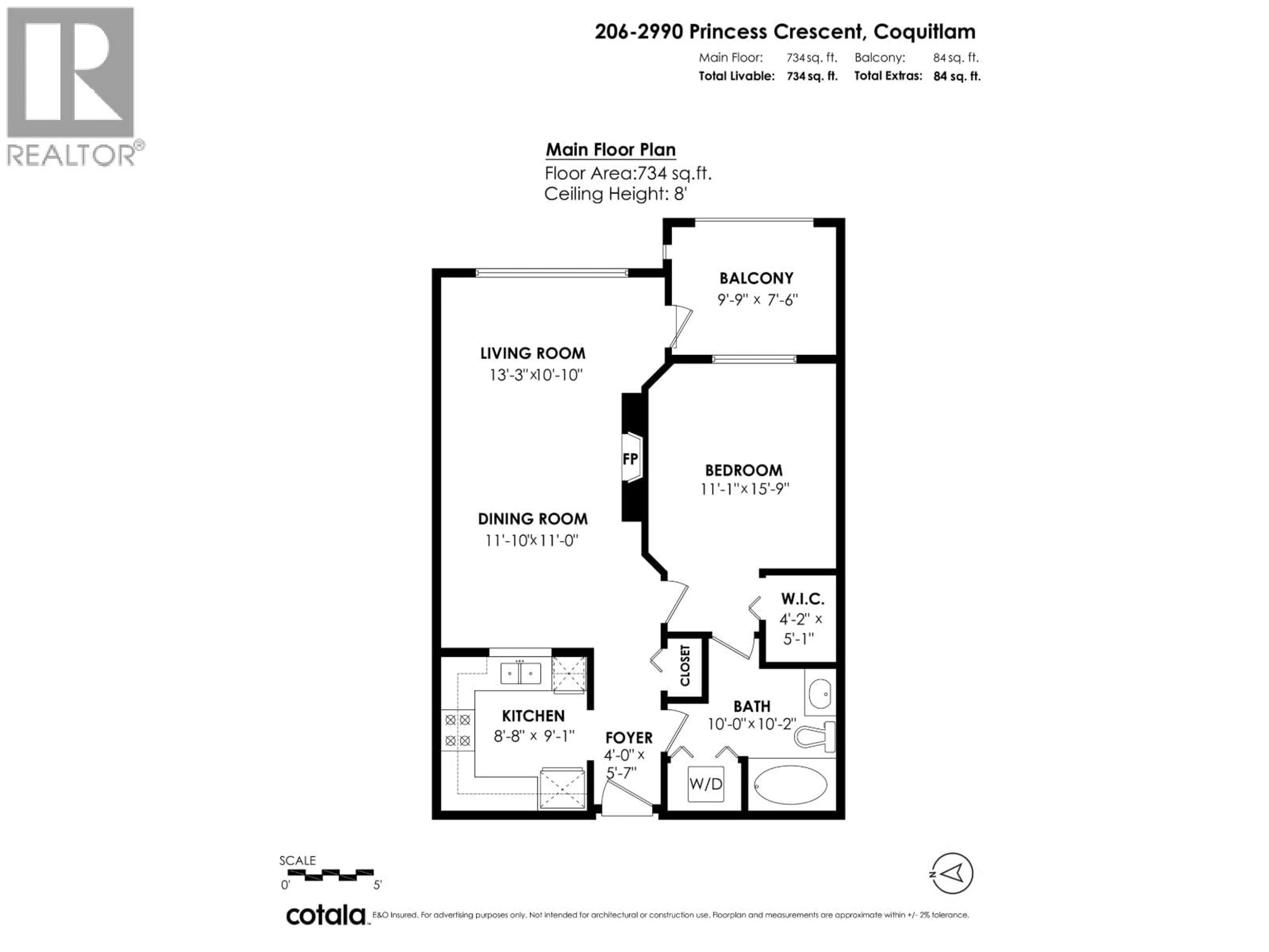 Floor plan for 206 - 2990 PRINCESS CRESCENT, Coquitlam British Columbia V3B7R3