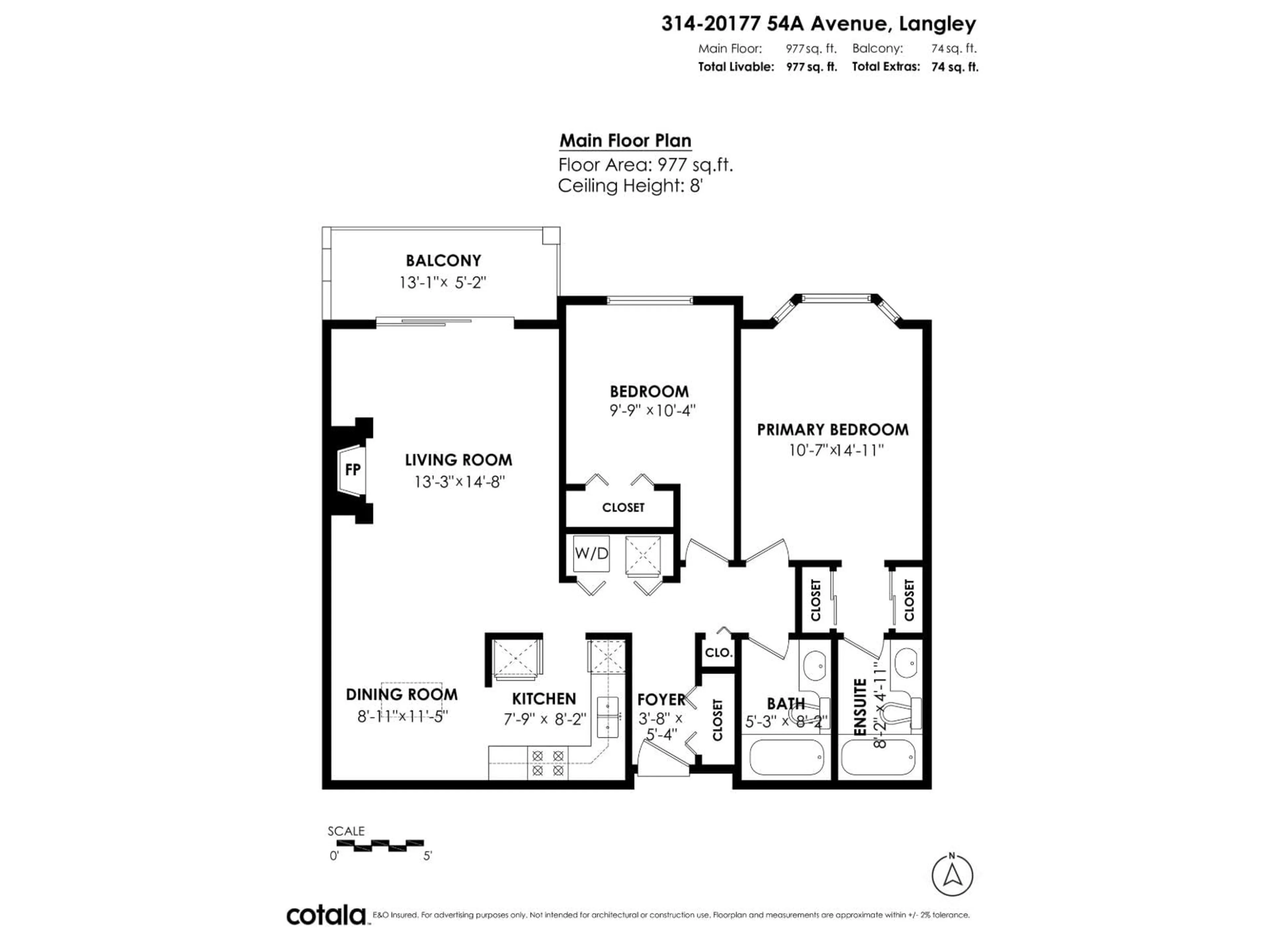 Floor plan for 314 - 20177 54A AVENUE, Langley British Columbia V3A3W6