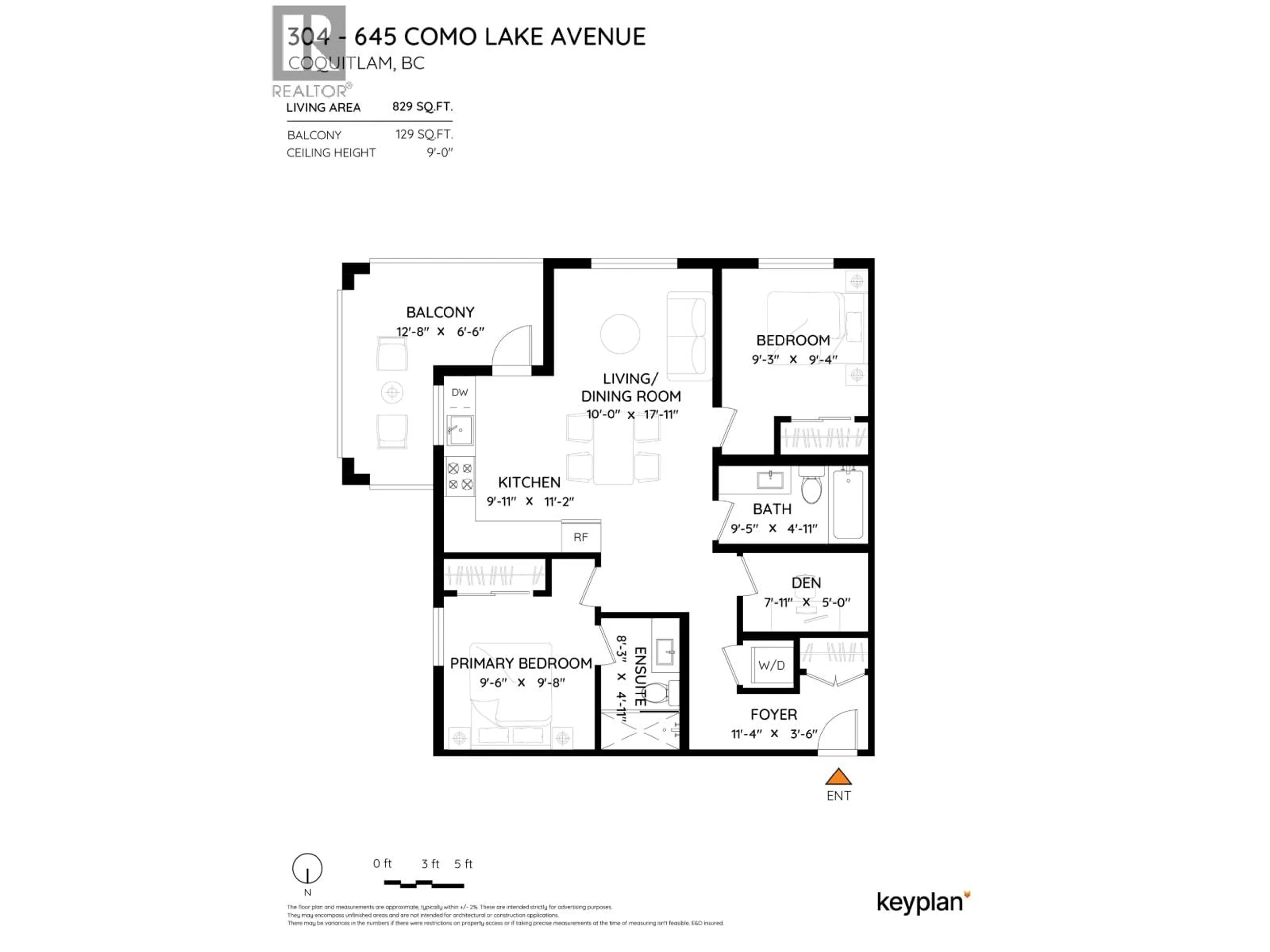 Floor plan for 304 - 645 COMO LAKE AVENUE, Coquitlam British Columbia V3J0N9