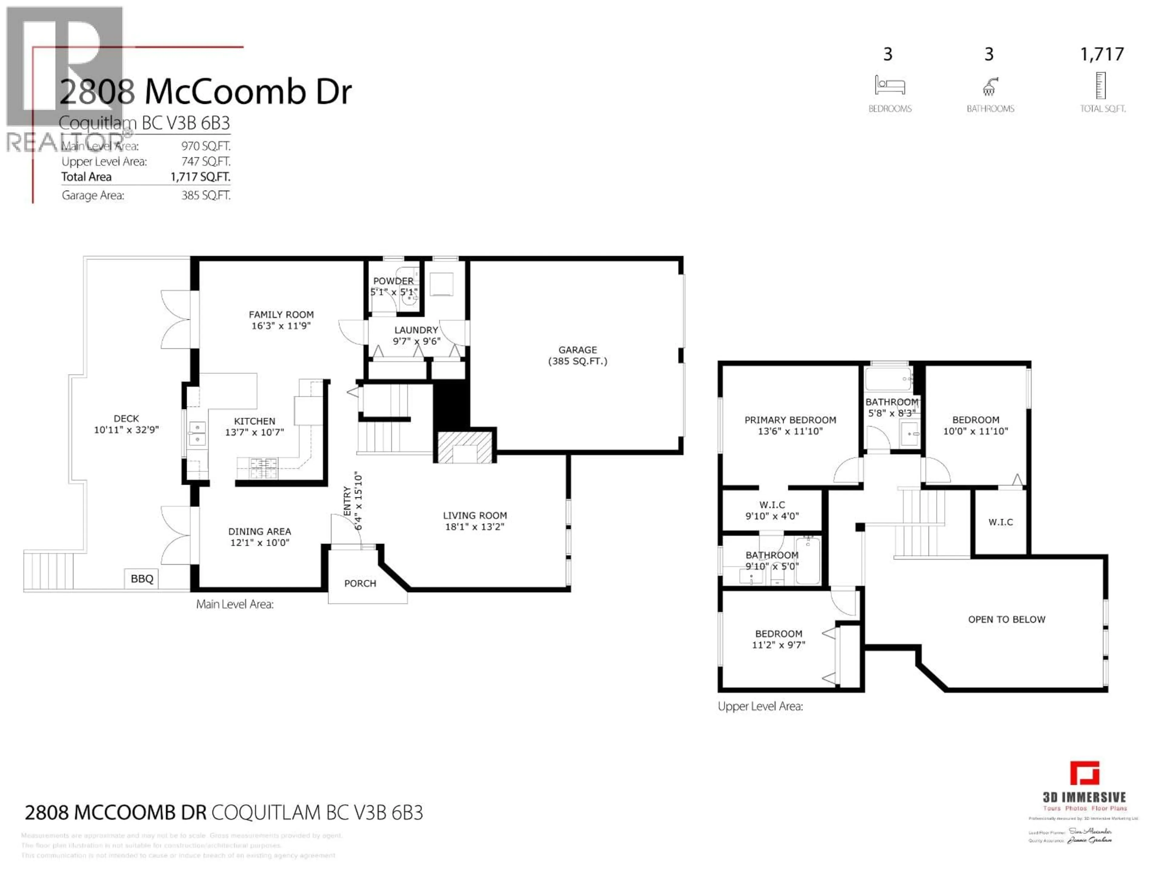 Floor plan for 2808 MCCOOMB DRIVE, Coquitlam British Columbia V3B6B3