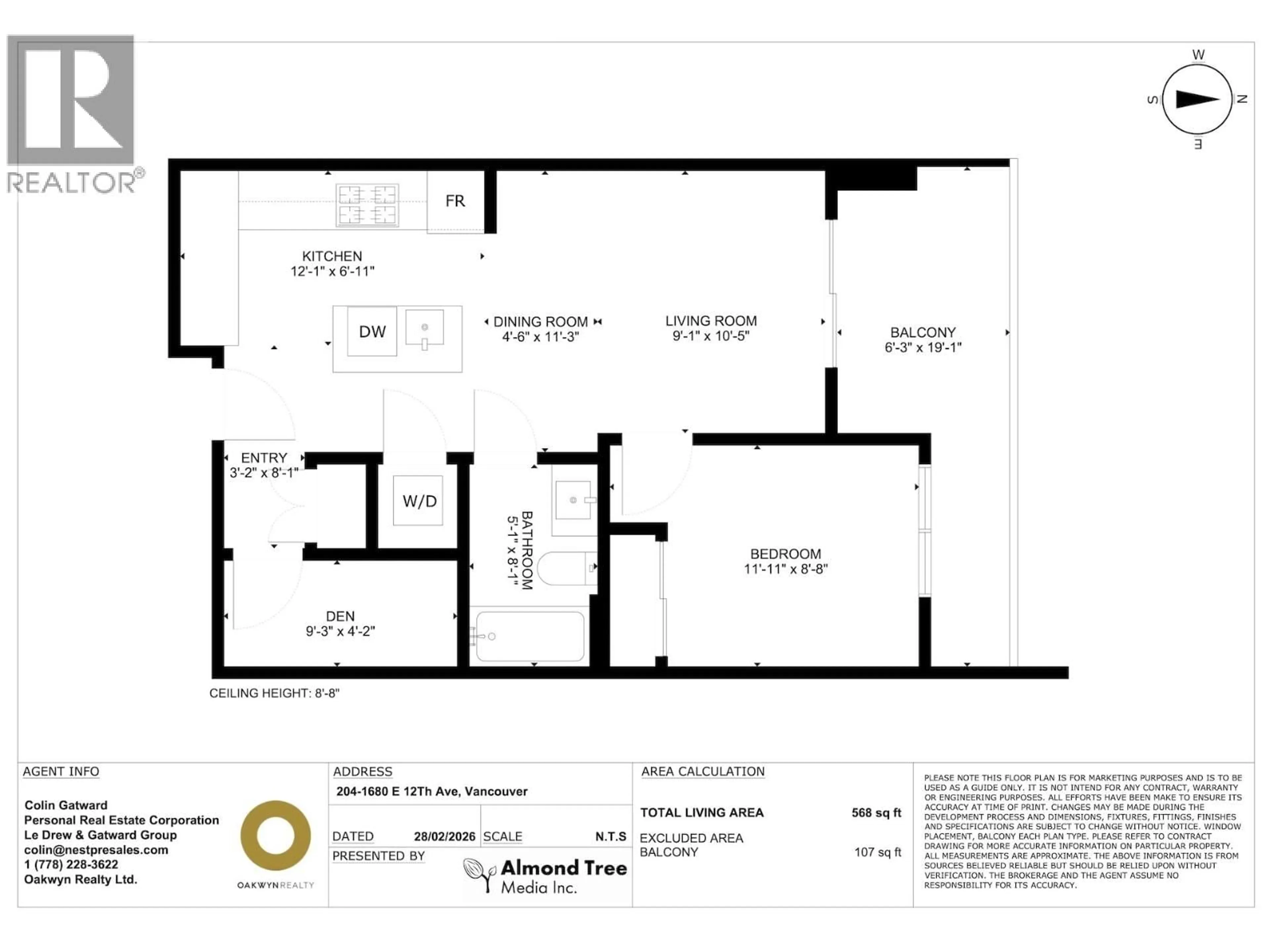 Floor plan for 204 - 1680 12TH AVENUE, Vancouver British Columbia V5N2A3
