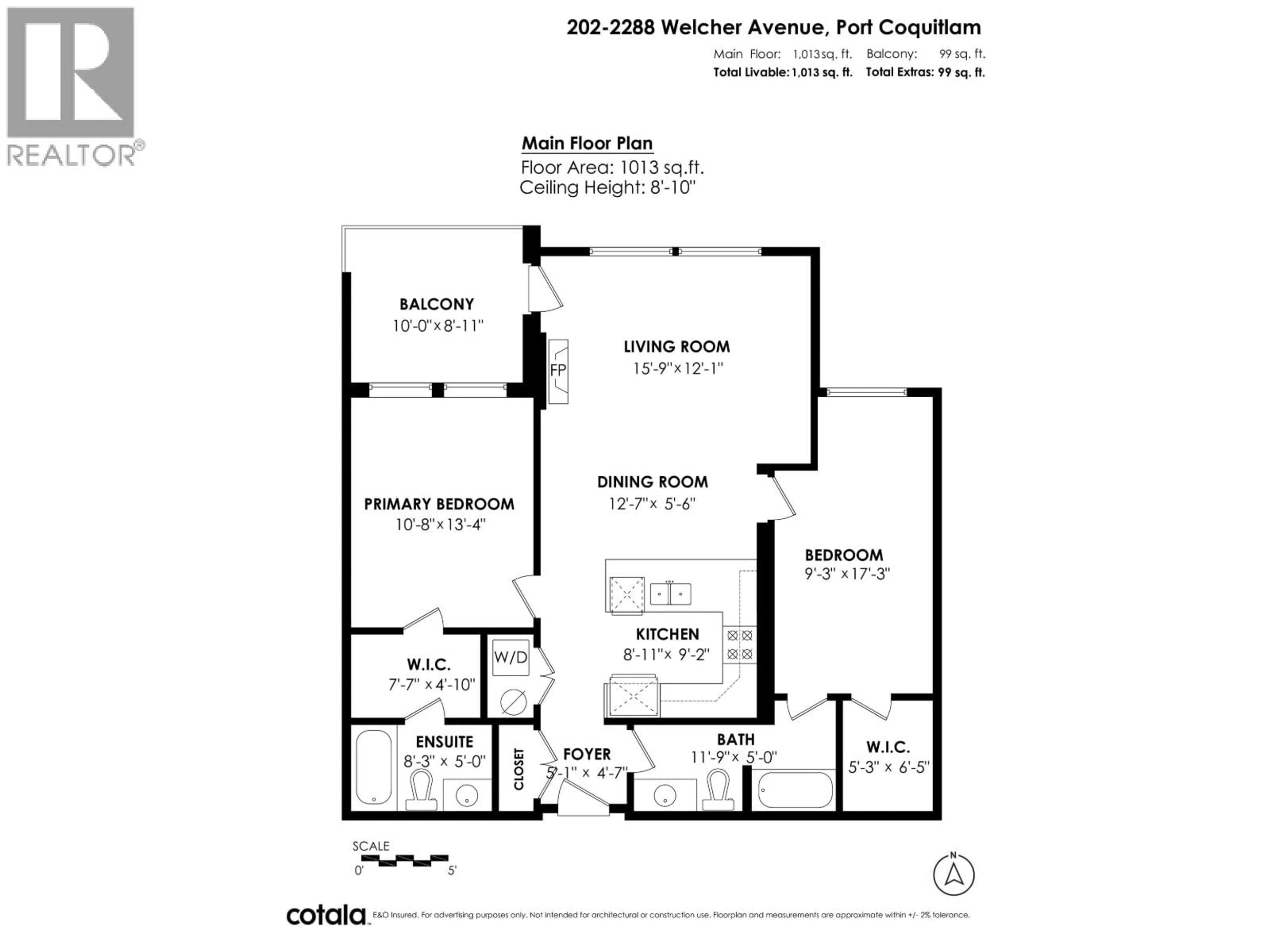 Floor plan for 202 - 2288 WELCHER AVENUE, Port Coquitlam British Columbia V3C1X3