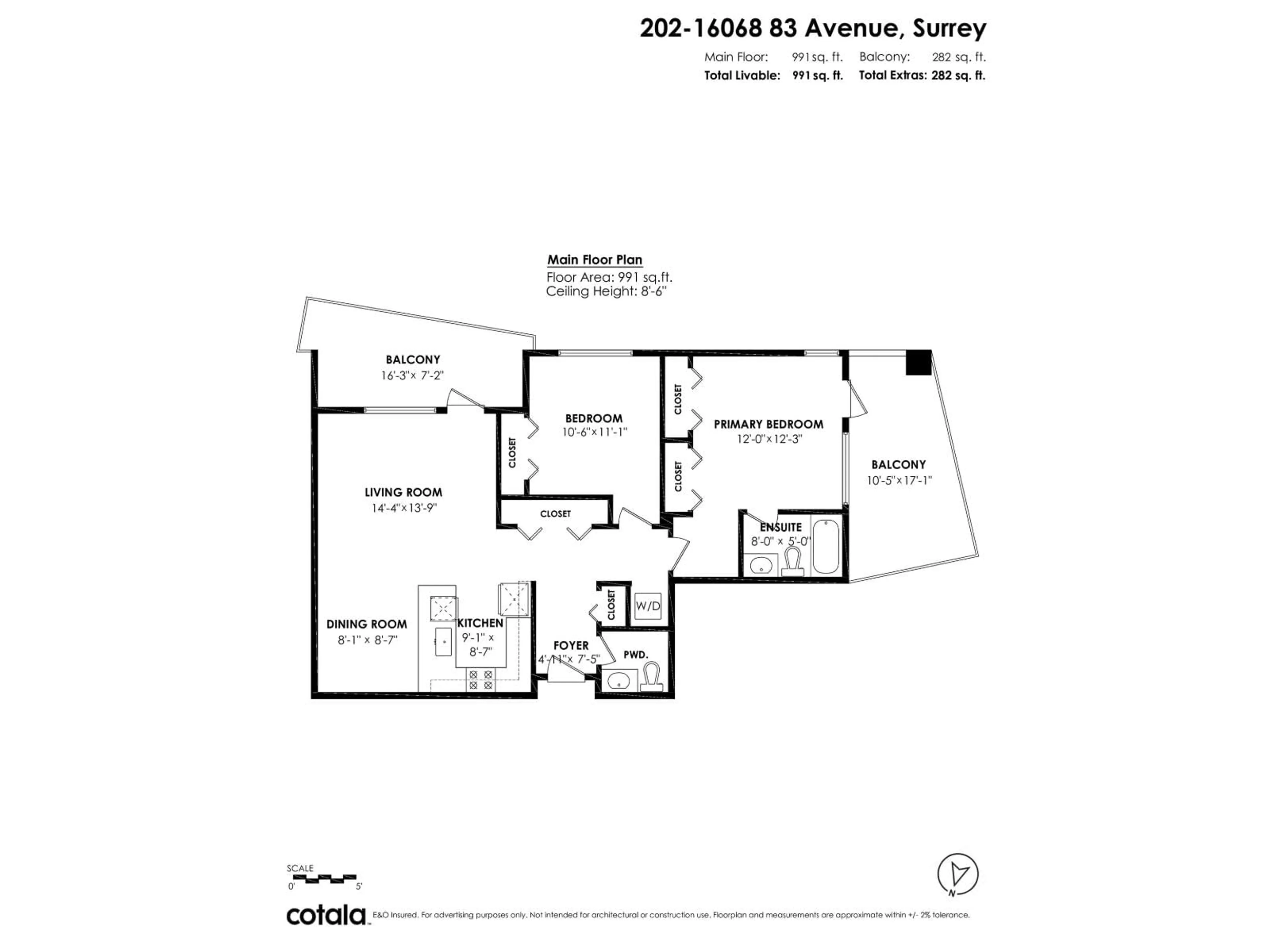 Floor plan for 202 - 16068 83 AVENUE, Surrey British Columbia V3S8M2