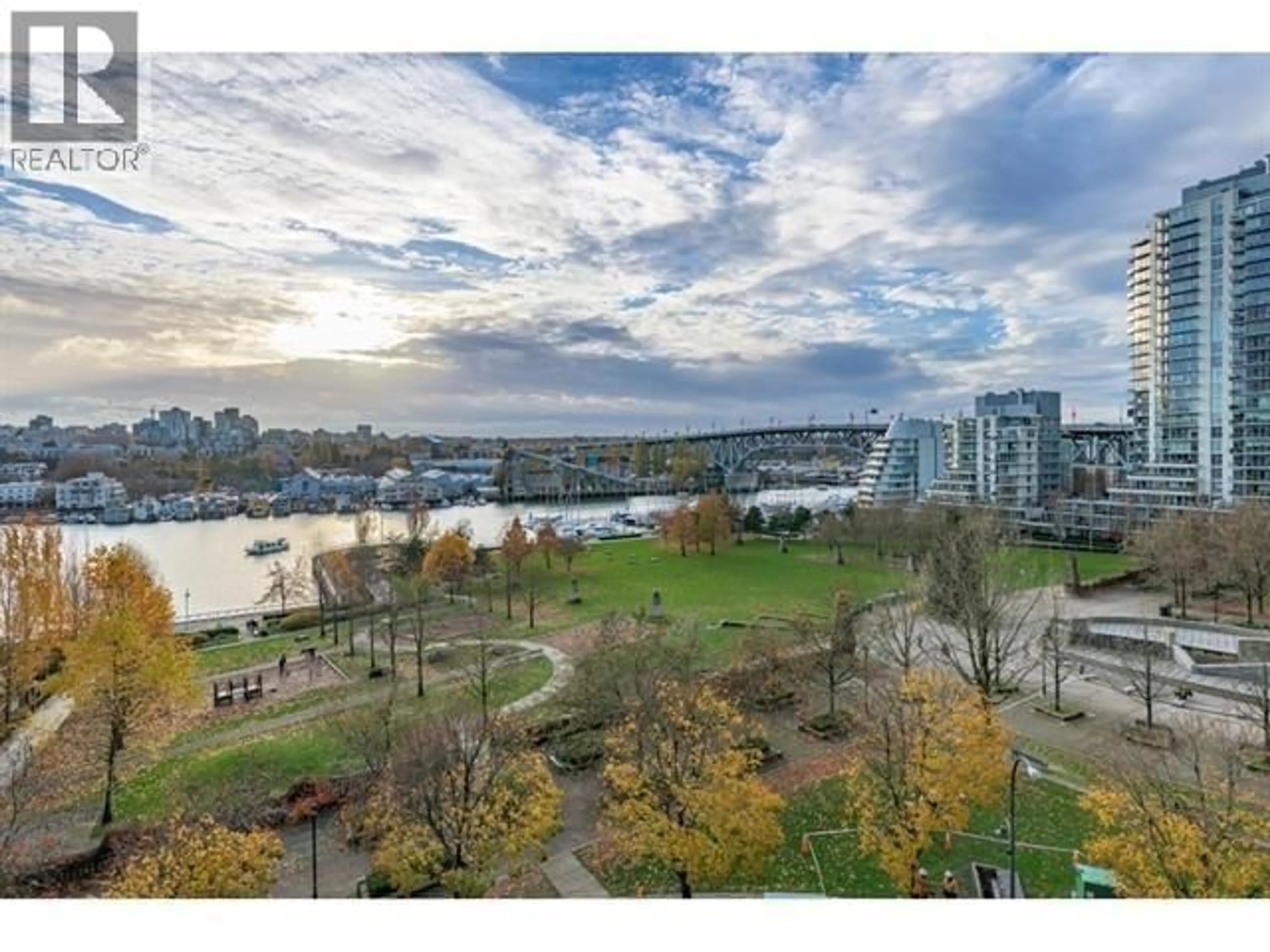 A pic from outside/outdoor area/front of a property/back of a property/a pic from drone, water/lake/river/ocean view for 603 - 455 BEACH CRESCENT, Vancouver British Columbia V6Z3E5