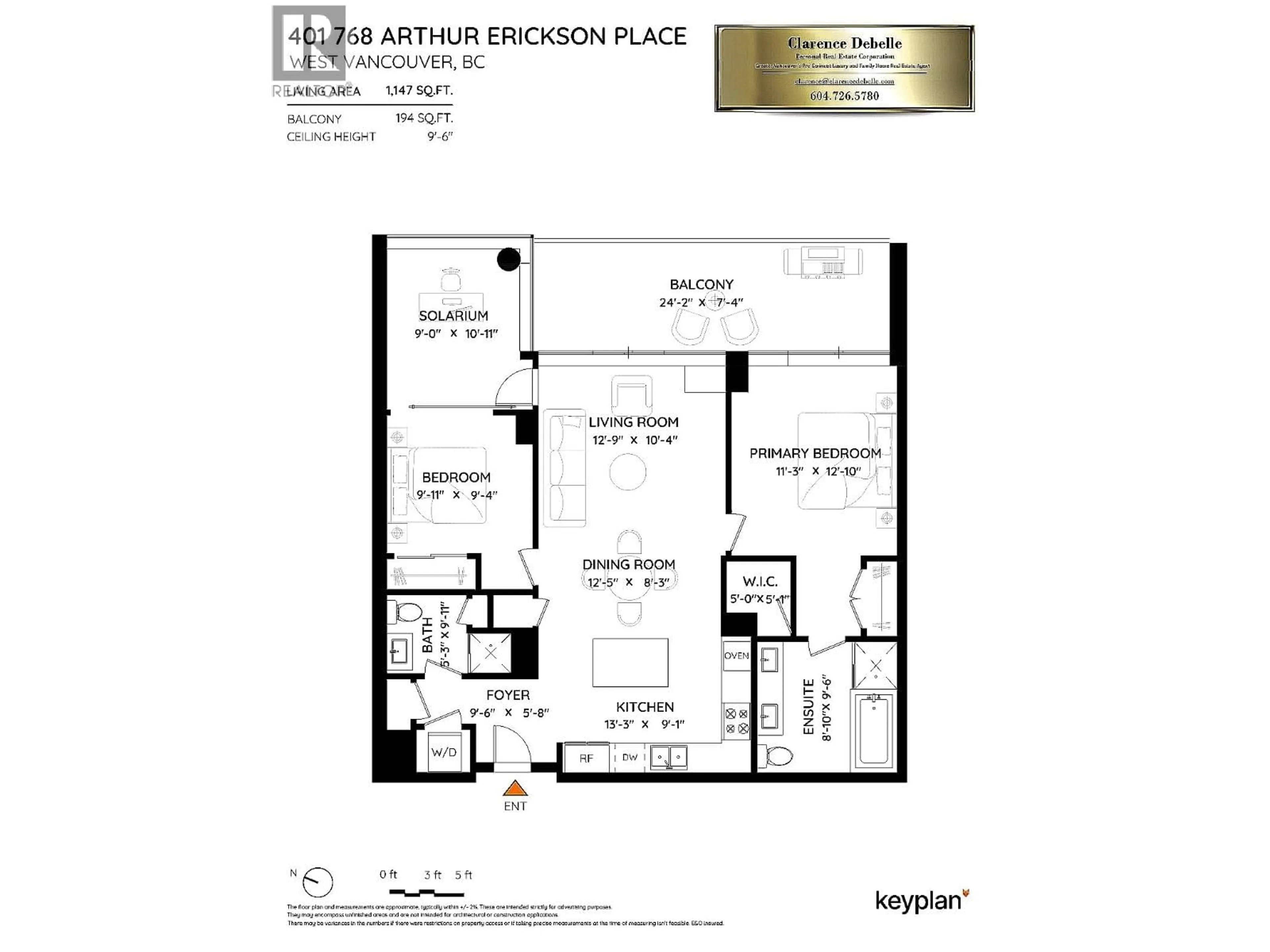 Floor plan for 401 - 768 ARTHUR ERICKSON PLACE, West Vancouver British Columbia V7T0B6
