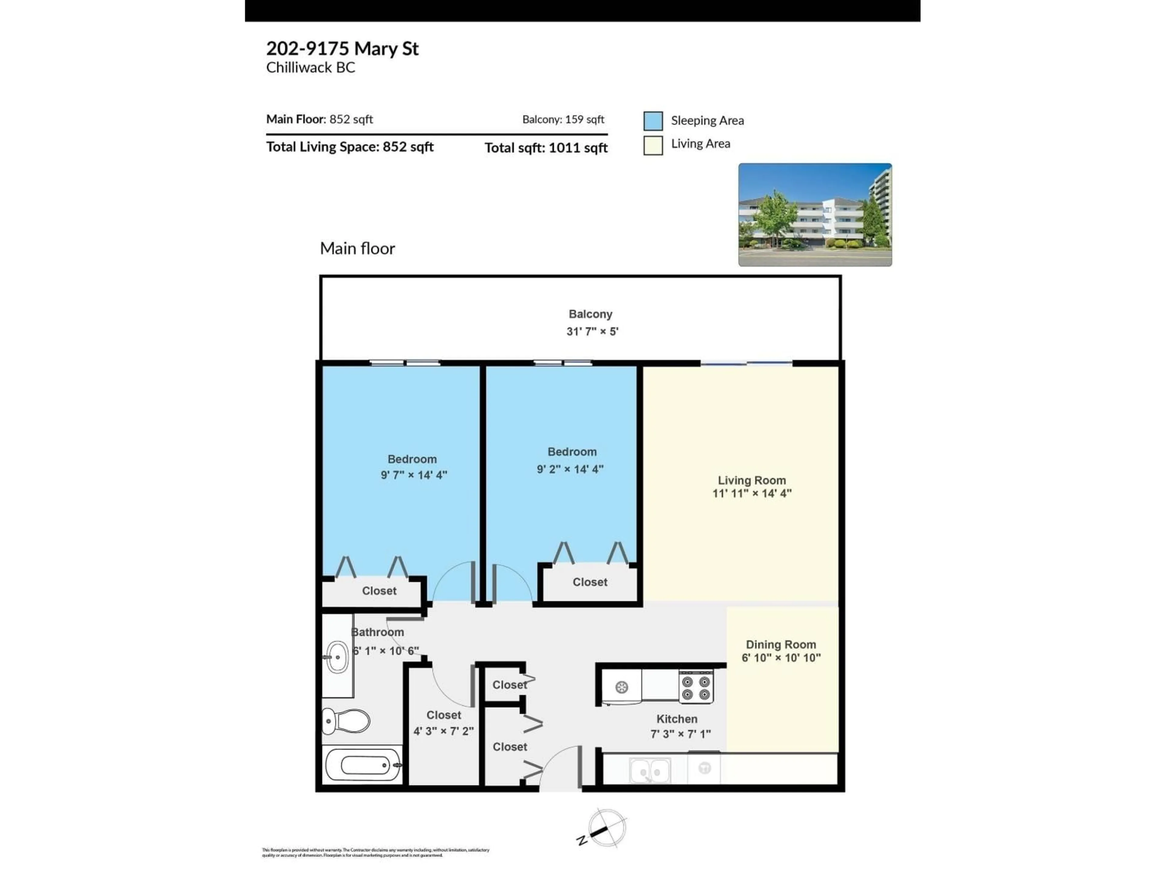 Floor plan for 202 - 9175 MARY STREET, Chilliwack British Columbia V2P4H7