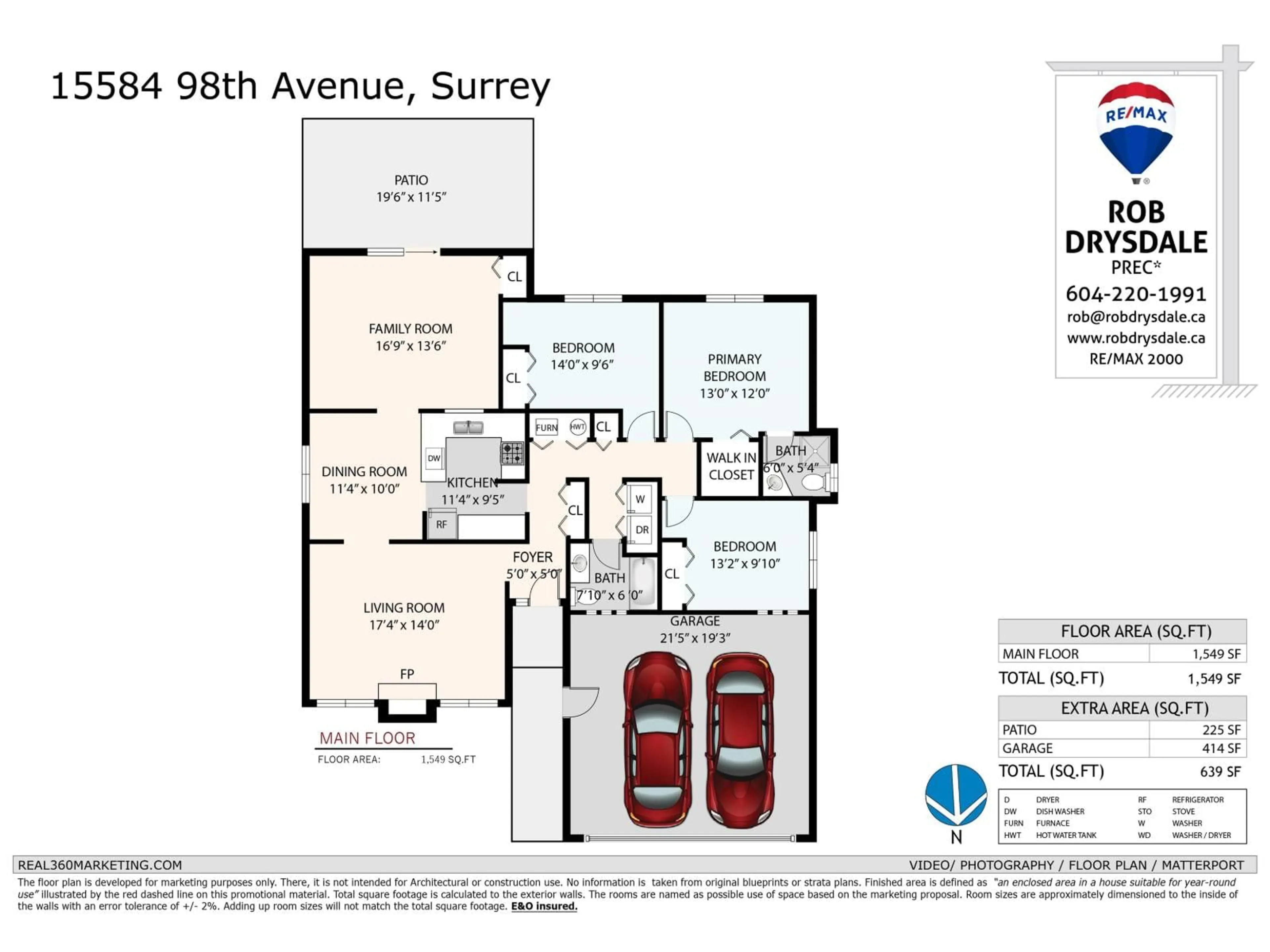 Floor plan for 15584 98 AVENUE, Surrey British Columbia V3R7G5