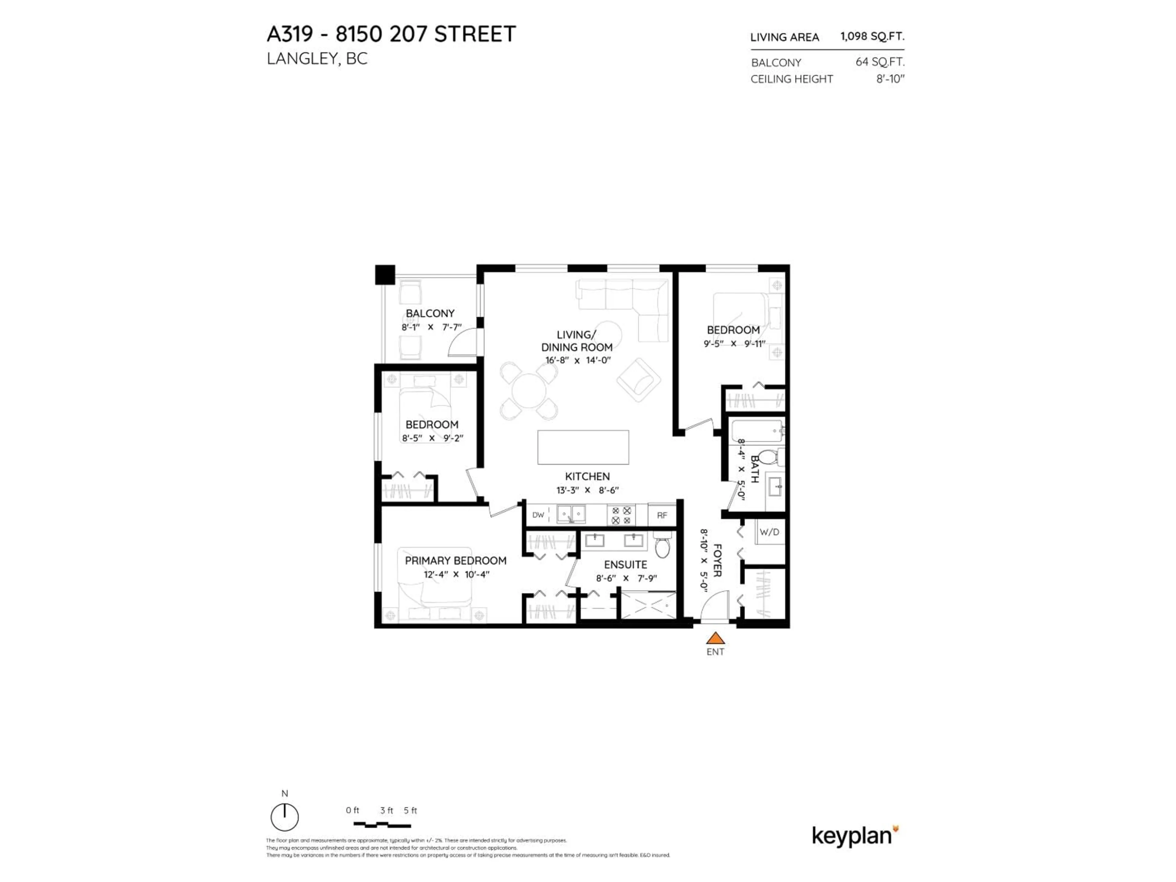 Floor plan for A319 - 8150 207 STREET, Langley British Columbia V2Y4J2