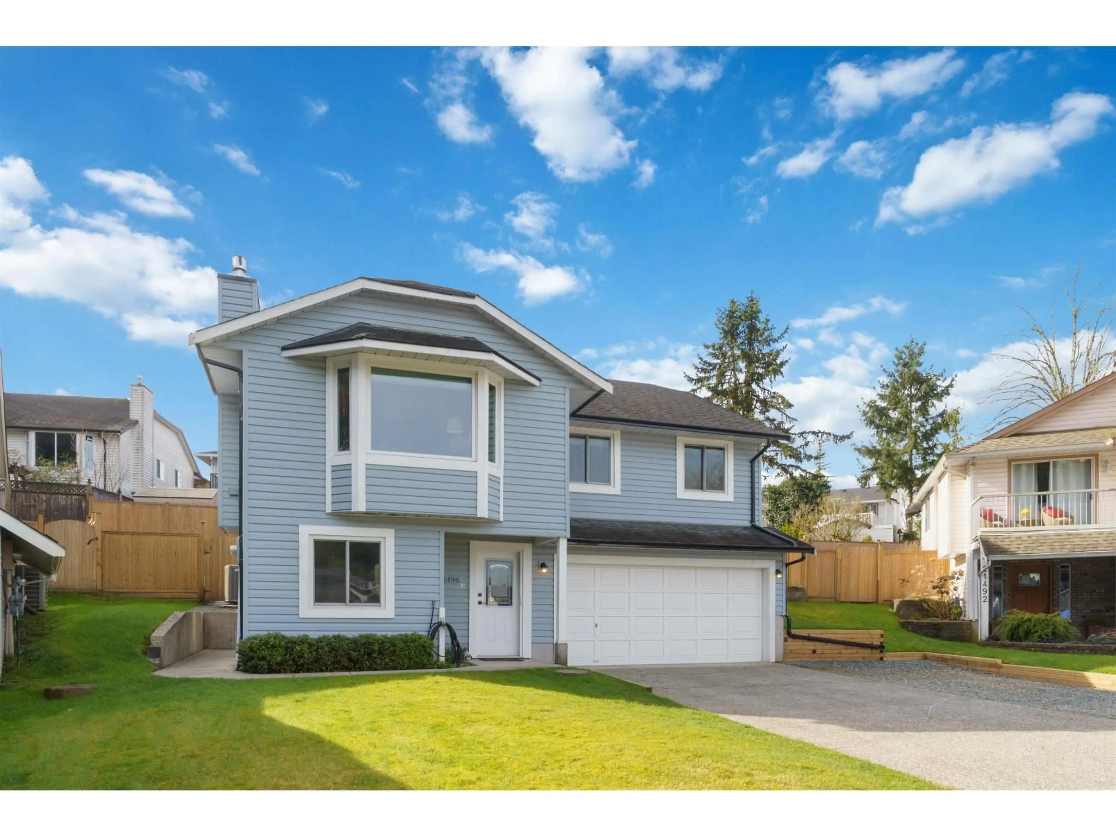 Home with vinyl exterior material, street for 21496 90 AVENUE, Langley British Columbia V1M1Z2
