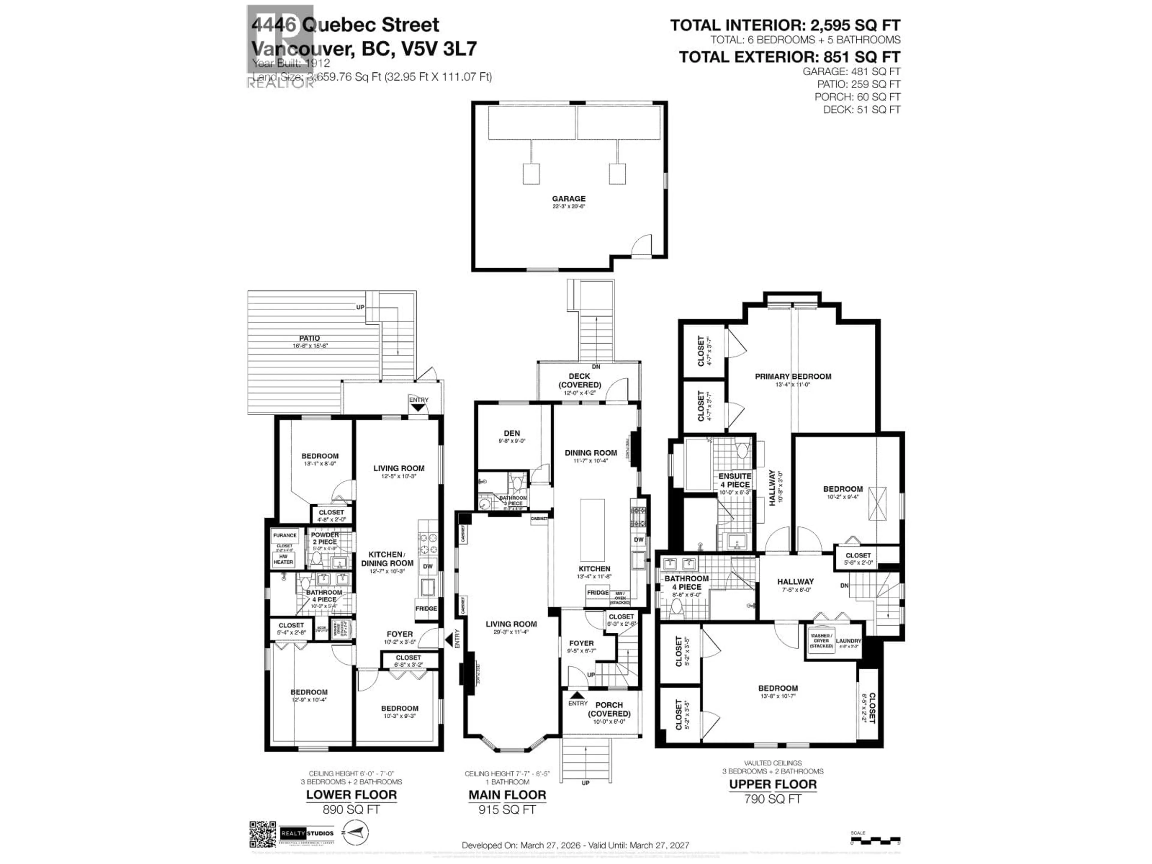 Floor plan for 4446 QUEBEC STREET, Vancouver British Columbia V5V3L7