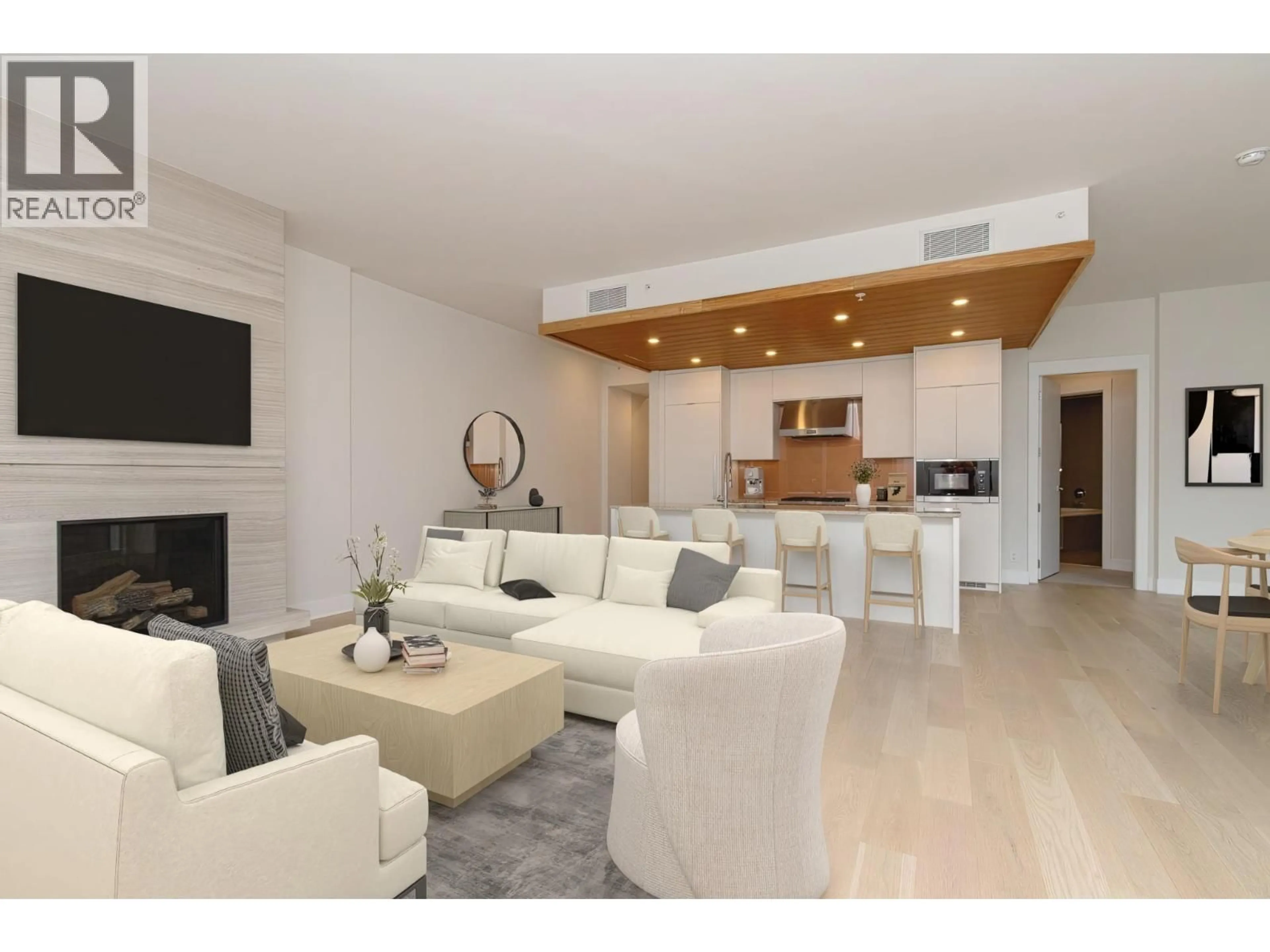 Living room with furniture, wood/laminate floor for 401 - 6687 NELSON AVENUE, West Vancouver British Columbia V7W2B2