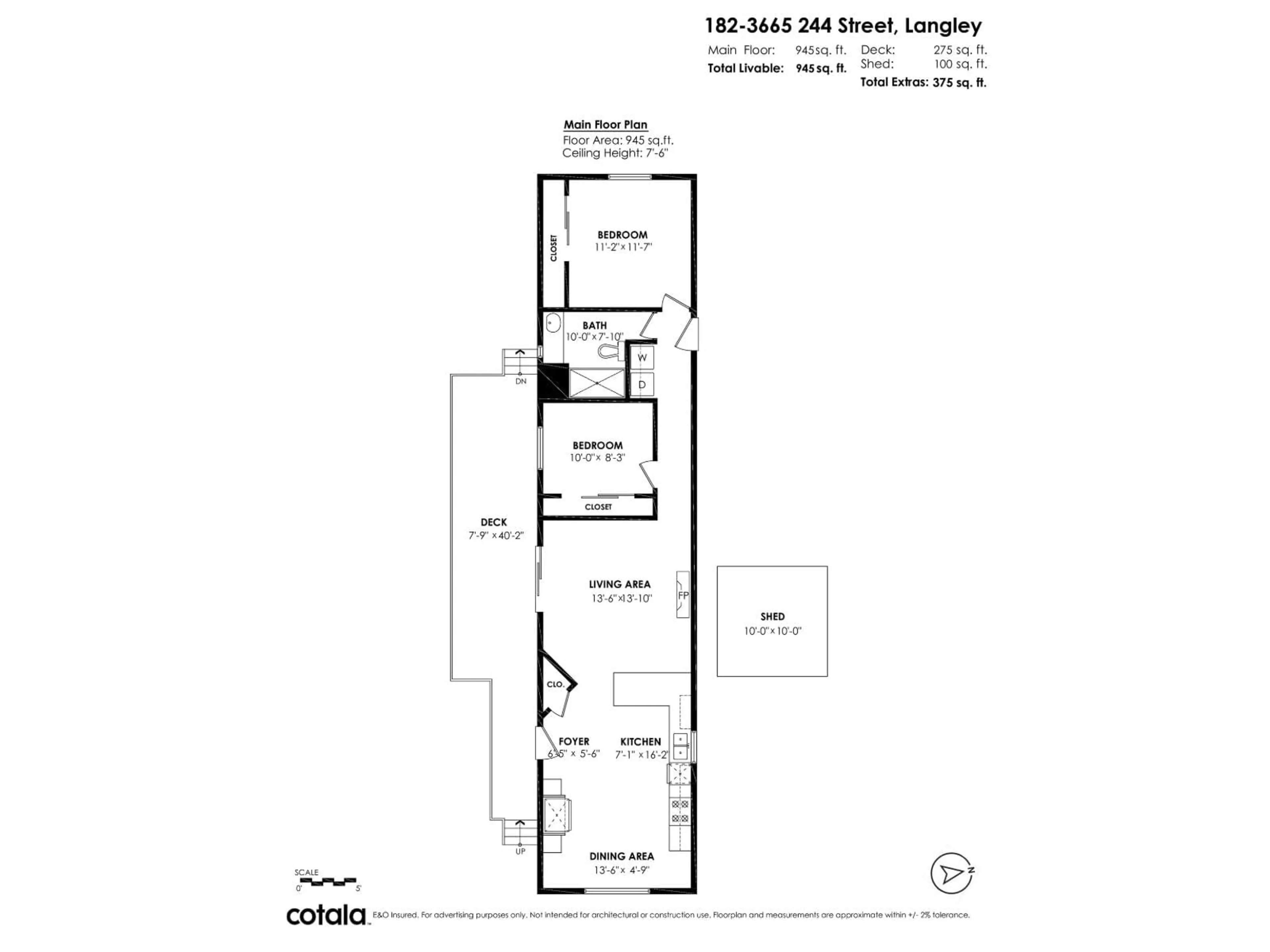 Floor plan for 182 - 3665 244 STREET, Langley British Columbia V2Z1N1