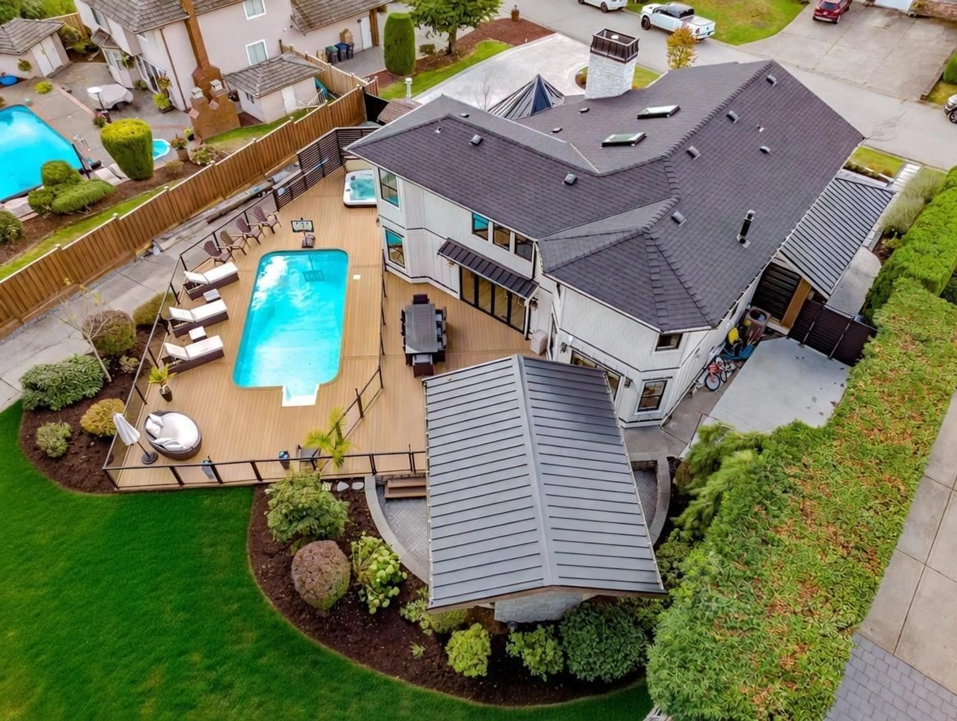 A pic from outside/outdoor area/front of a property/back of a property/a pic from drone, water/lake/river/ocean view for 5478 182 STREET, Surrey British Columbia V3S7Z3