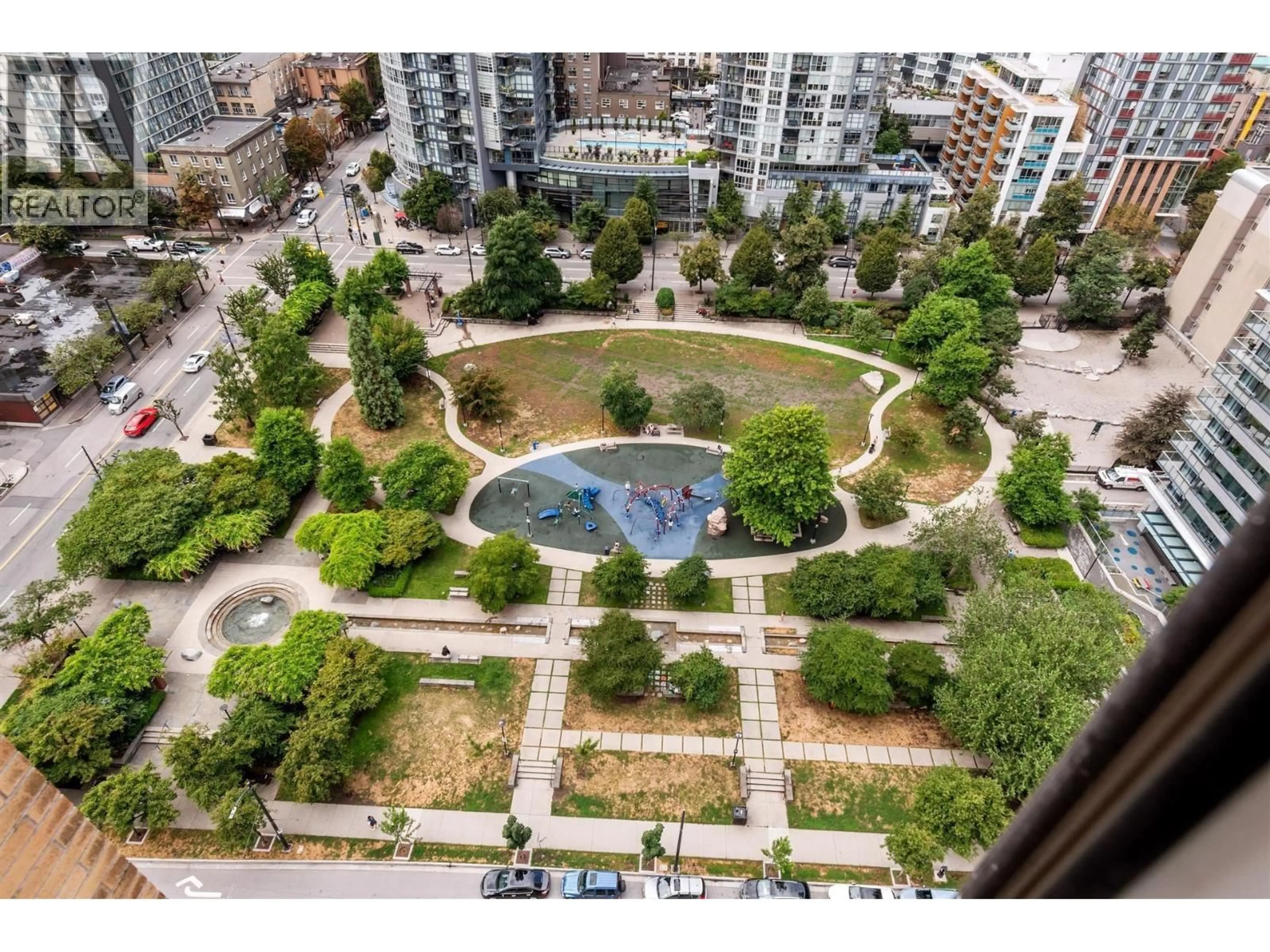 A pic from outside/outdoor area/front of a property/back of a property/a pic from drone, city buildings view from balcony for 2203 - 1188 RICHARDS STREET, Vancouver British Columbia V6B3E6