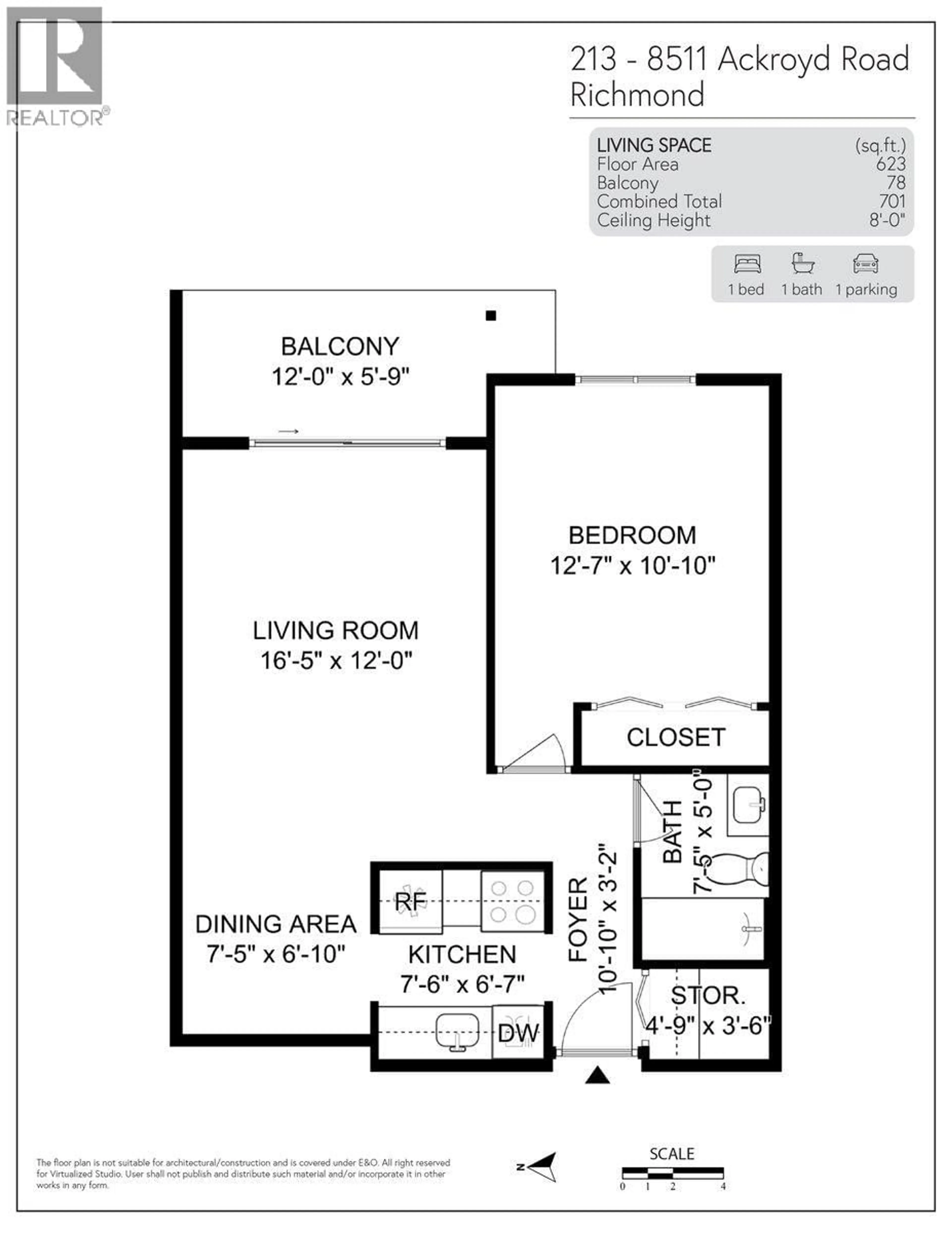 Floor plan for 213 - 8511 ACKROYD ROAD, Richmond British Columbia V6X3E7