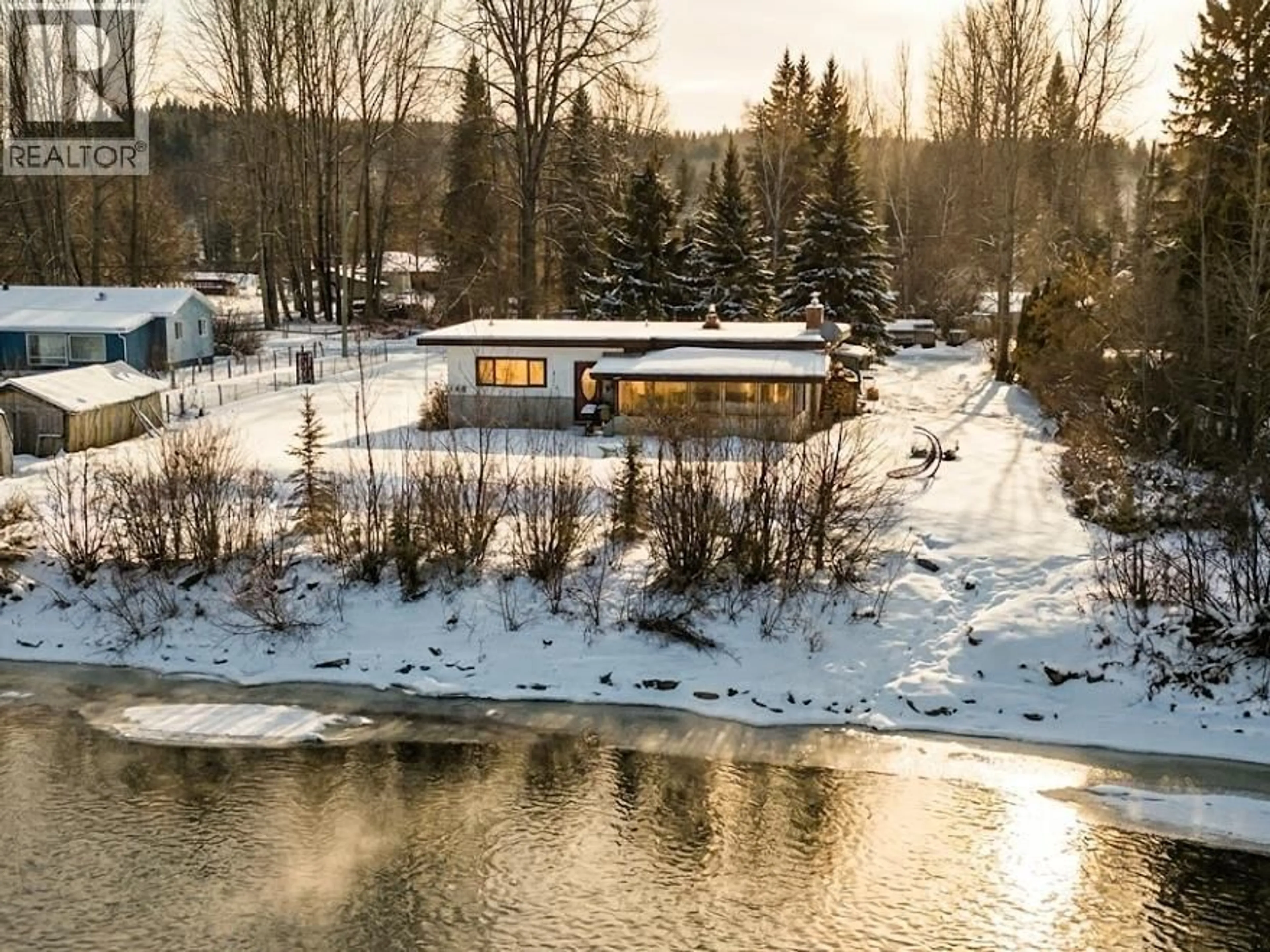 A pic from outside/outdoor area/front of a property/back of a property/a pic from drone, water/lake/river/ocean view for 8105 SHELLEY TOWNSITE ROAD, Prince George British Columbia V2K5X8