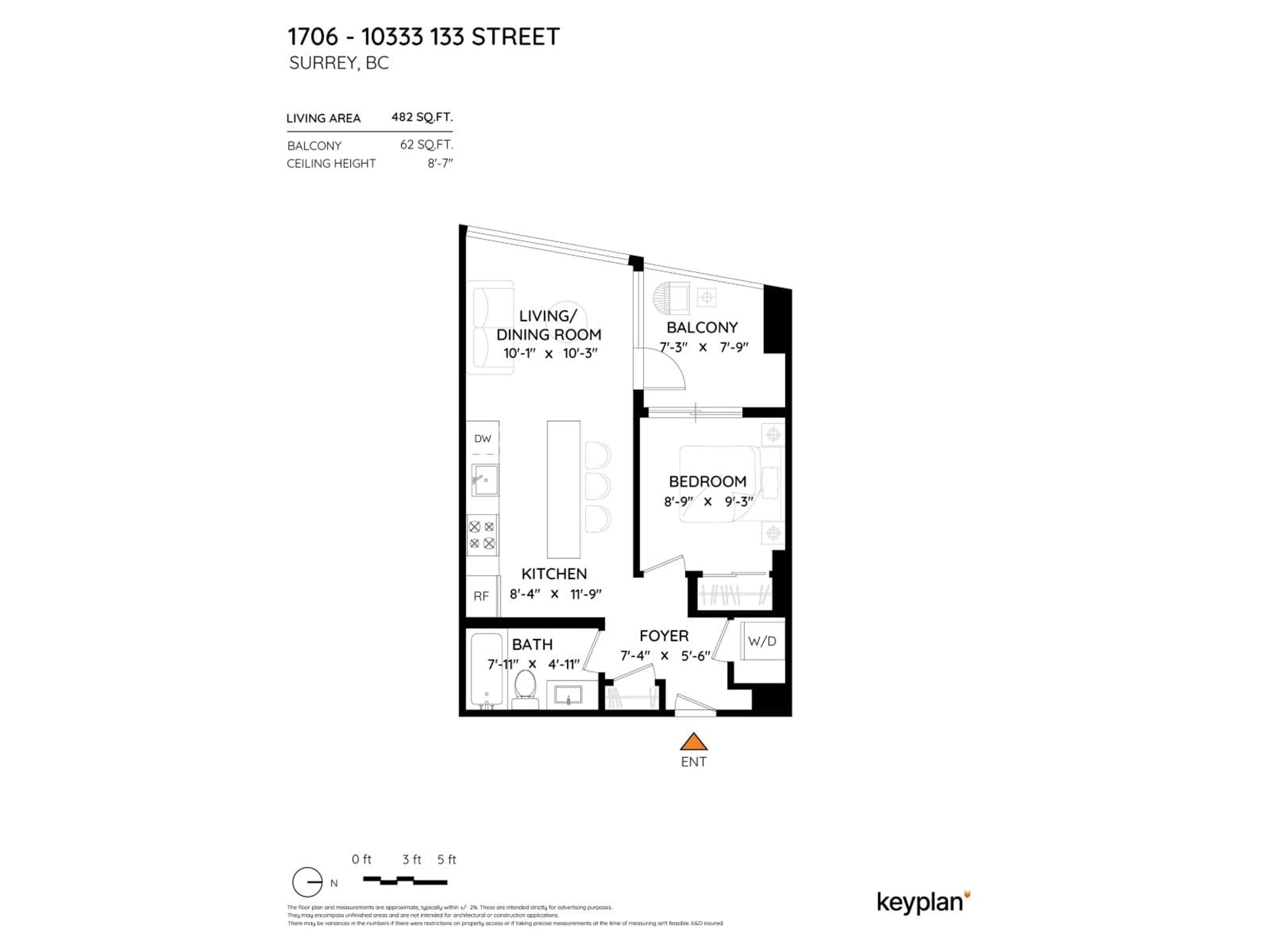 Floor plan for 1706 - 10333 133 STREET, Surrey British Columbia V3T0V1