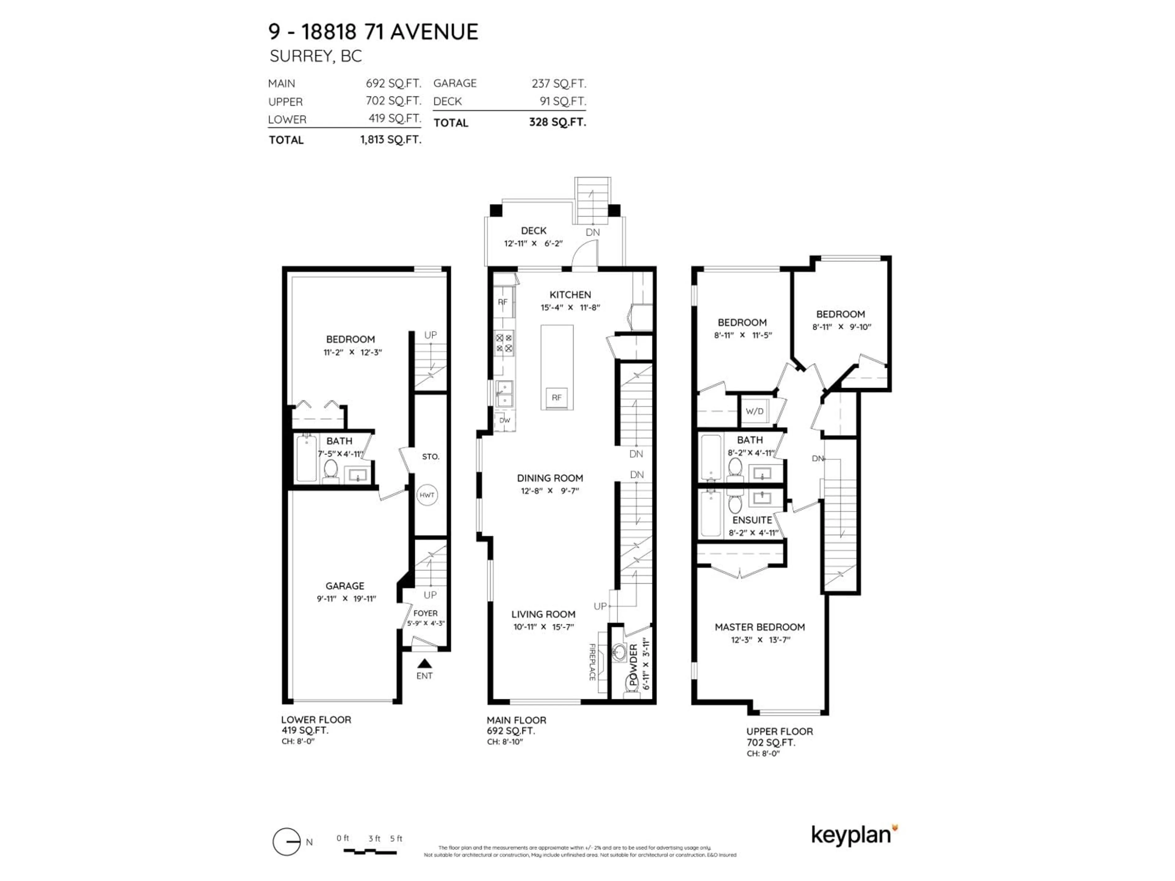 Floor plan for 9 - 18818 71 AVENUE, Surrey British Columbia V4N6N9